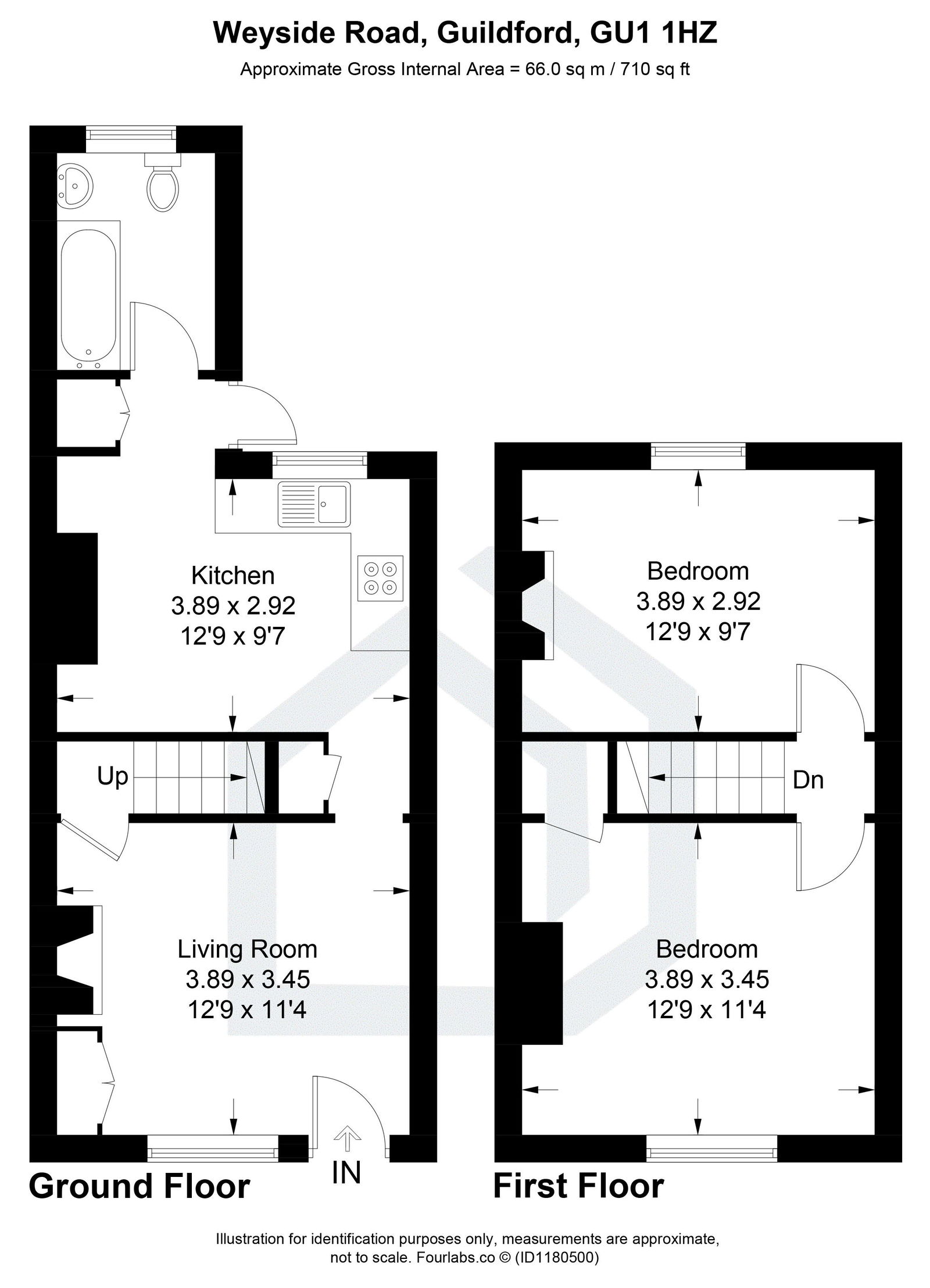 2 bed terraced house for sale in Weyside Road, Guildford, GU1 - Property floorplan