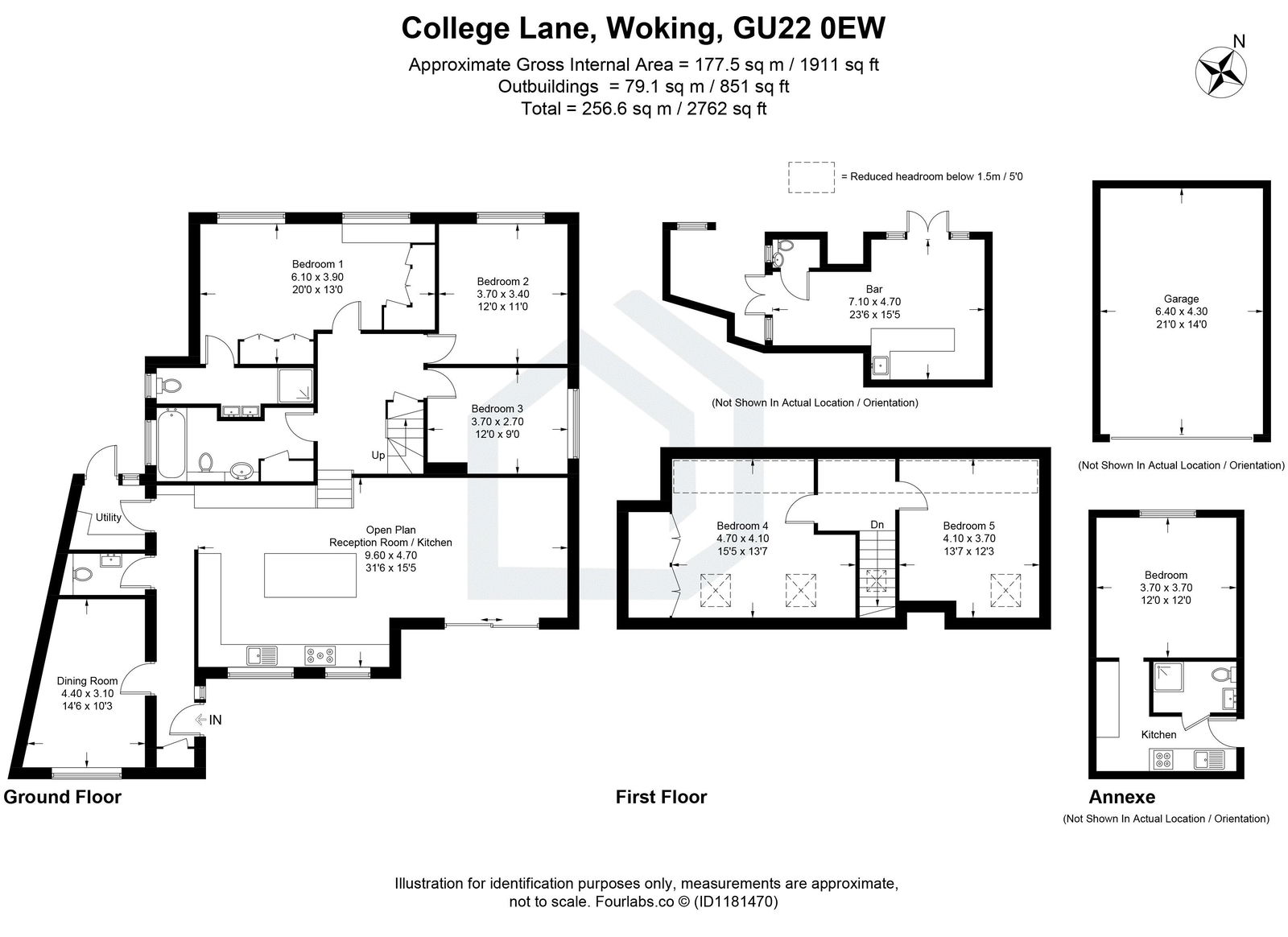 5 bed detached house for sale in College Lane, Woking - Property floorplan
