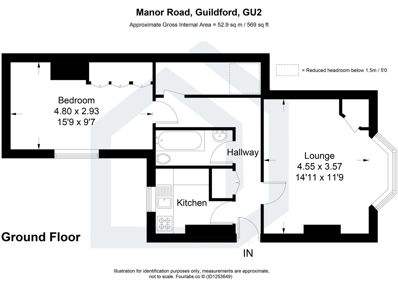 1 bed maisonette to rent in Manor Road, Guildford, GU2 - Property floorplan