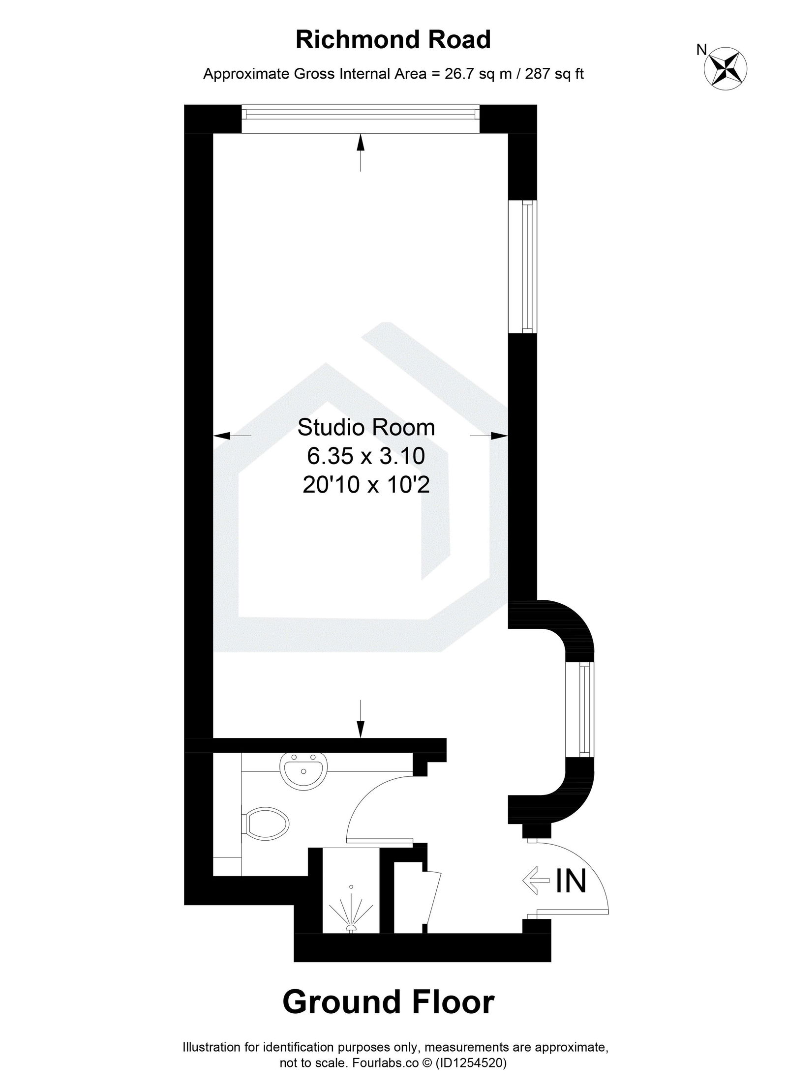 1 bed studio flat to rent in Richmond Road, Staines-Upon-Thames, TW18 - Property floorplan