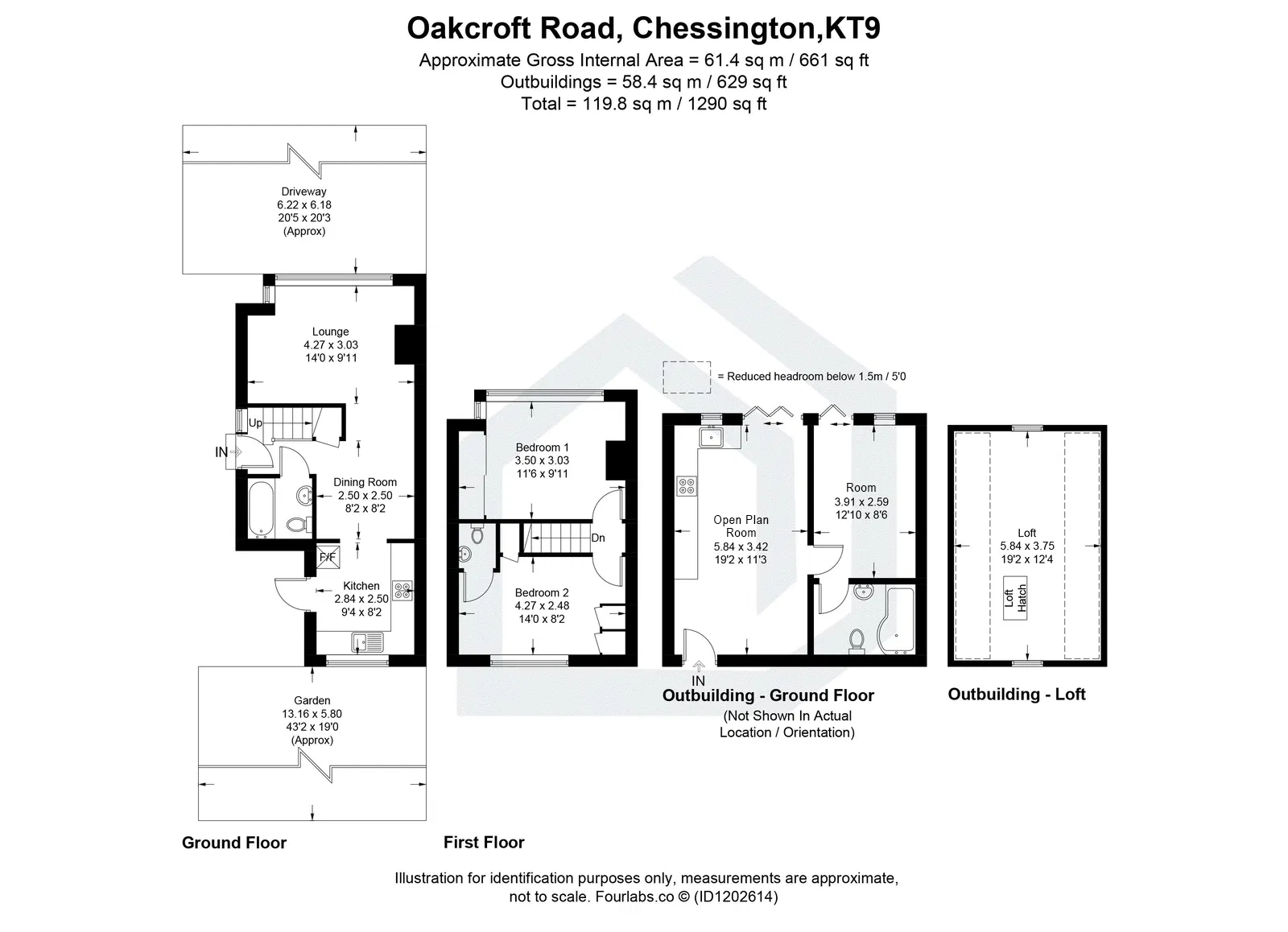 2 bed semi-detached house for sale in Oakcroft Road, Chessington, KT9 - Property floorplan