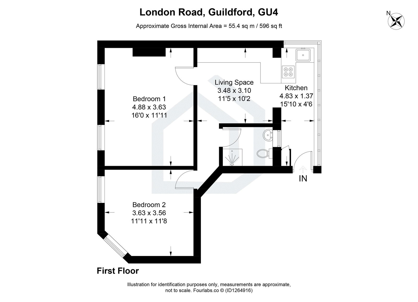 2 bed flat to rent in London Road, Guildford, GU4 - Property floorplan