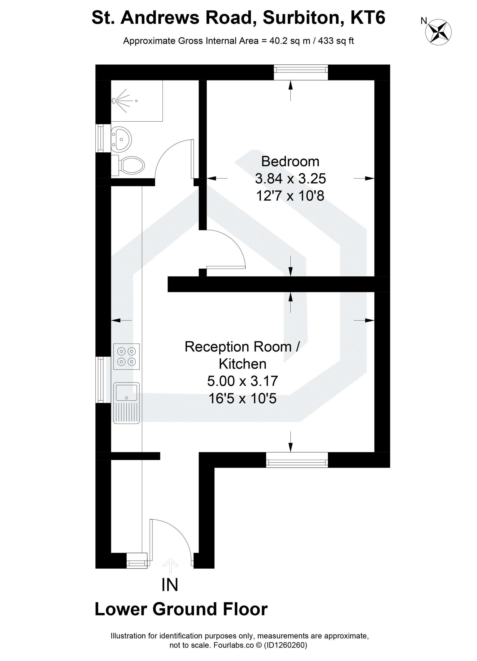 1 bed flat to rent in St. Andrews Road, Surbiton - Property floorplan