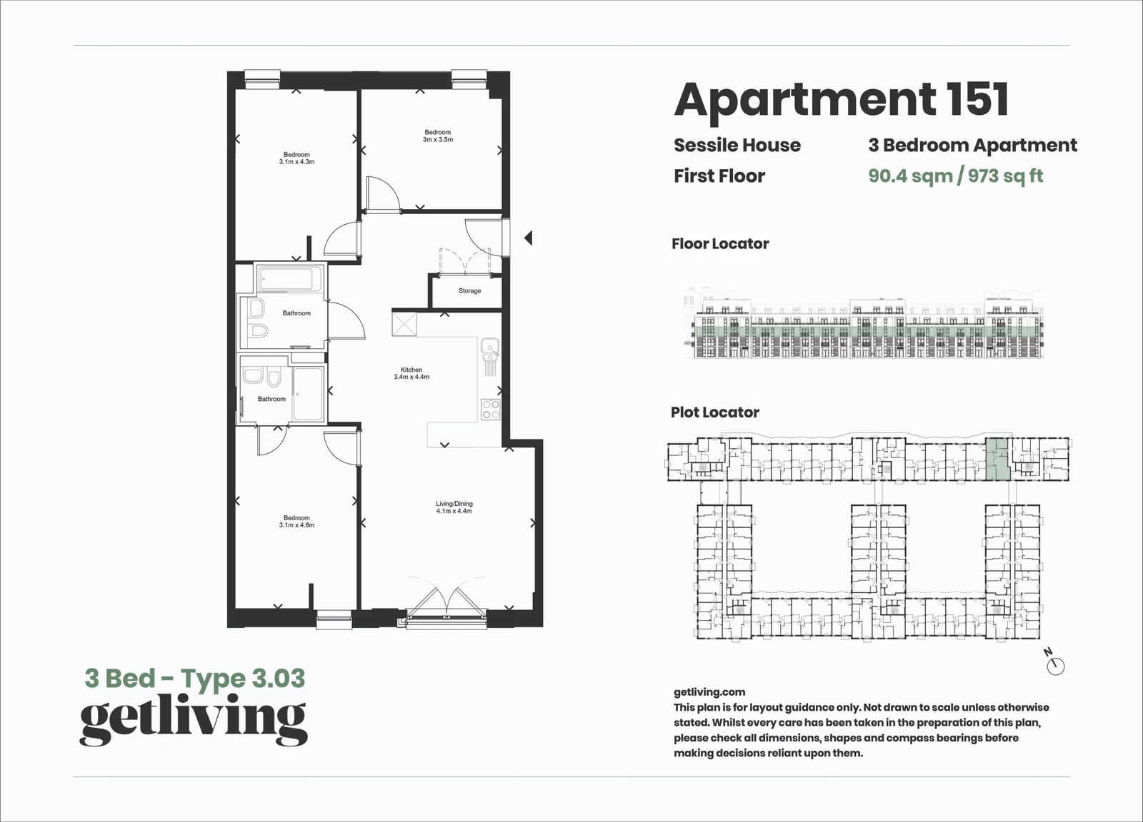 3 bed flat to rent in Randalls Way, Leatherhead - Property floorplan