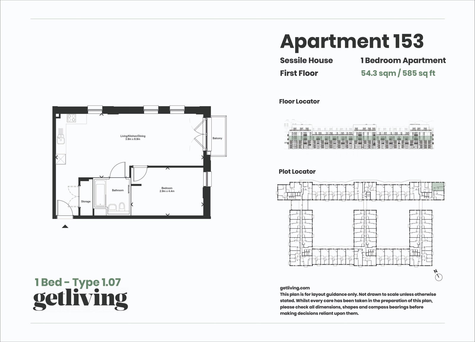 1 bed flat to rent in Randalls Way, Leatherhead - Property floorplan