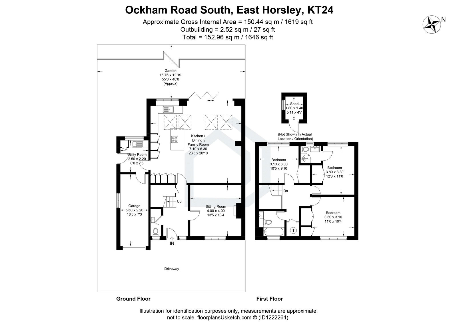 3 bed detached house for sale in Ockham Road South, East Horsley, KT24 - Property floorplan