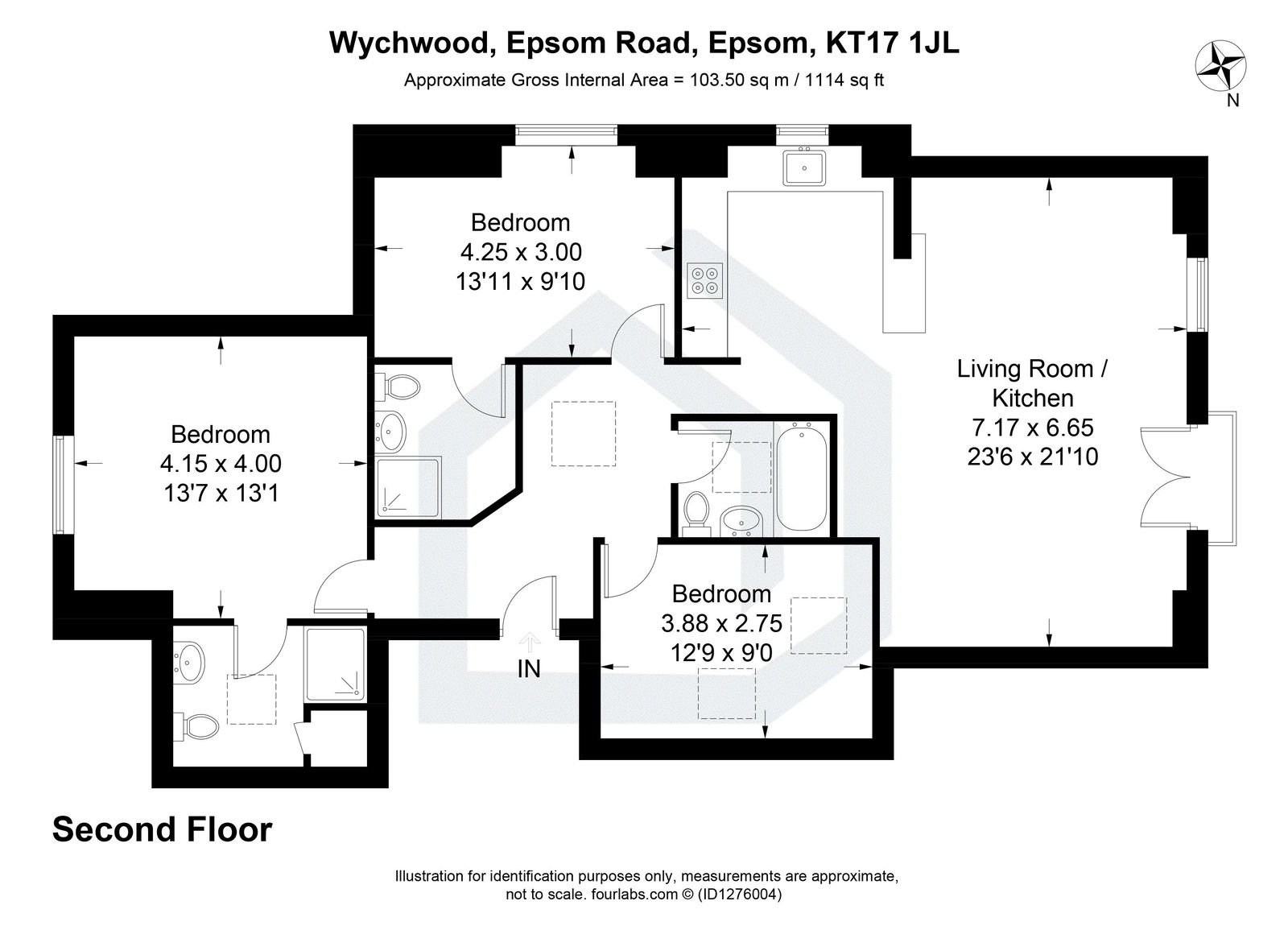 3 bed penthouse to rent in Epsom Road, Epsom, KT17 - Property floorplan