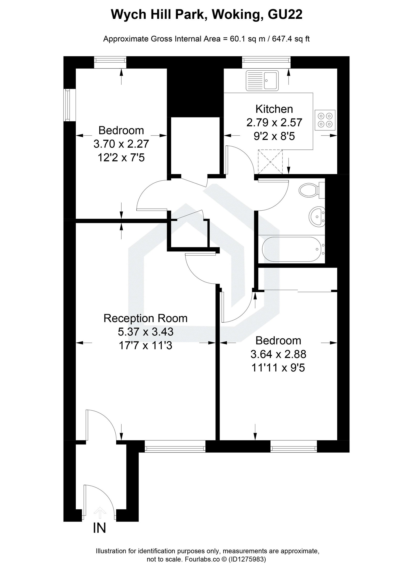 2 bed maisonette to rent in Wych Hill Park, Woking, GU22 - Property floorplan
