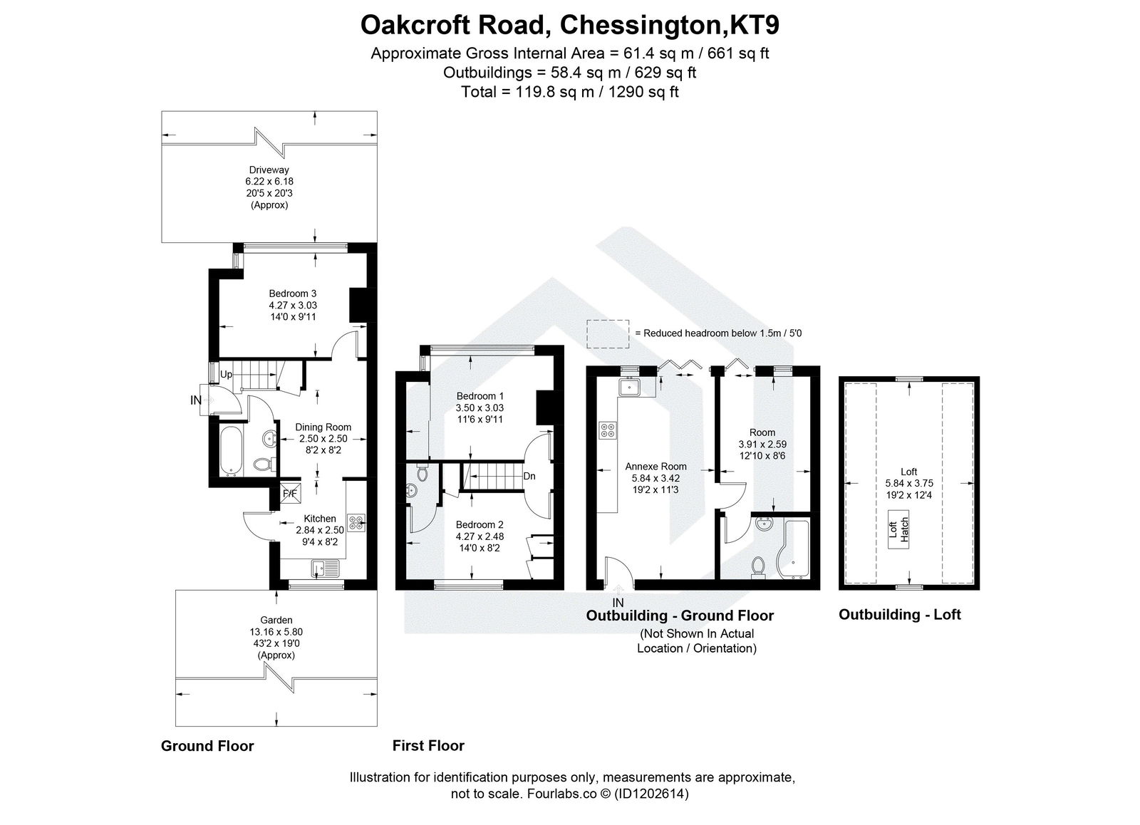 3 bed semi-detached house to rent in Oakcroft Road, Chessington, KT9 - Property floorplan