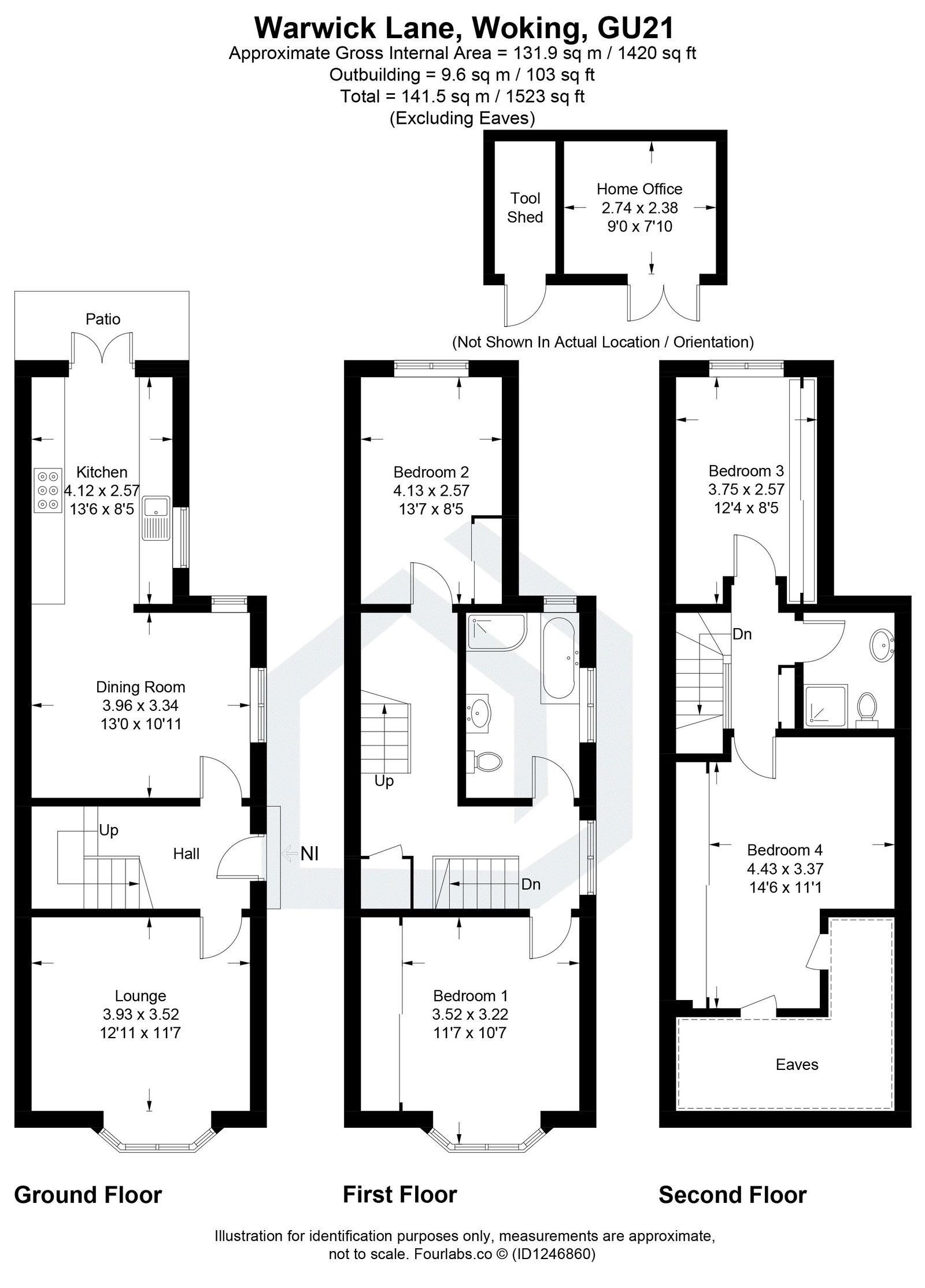 4 bed semi-detached house for sale in Warwick Lane, Woking - Property floorplan