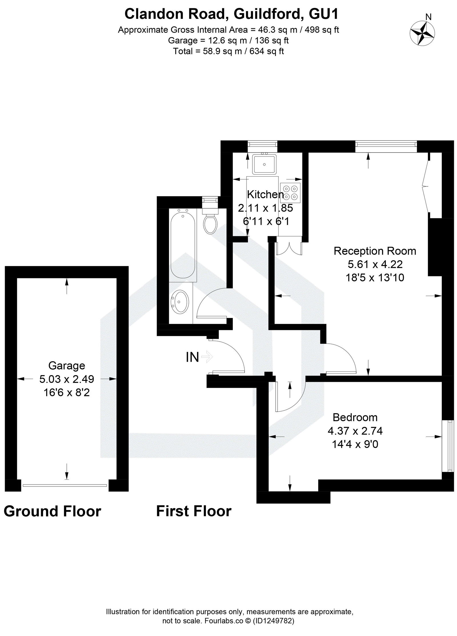 1 bed apartment for sale in Clandon Road, Guildford, GU1 - Property floorplan