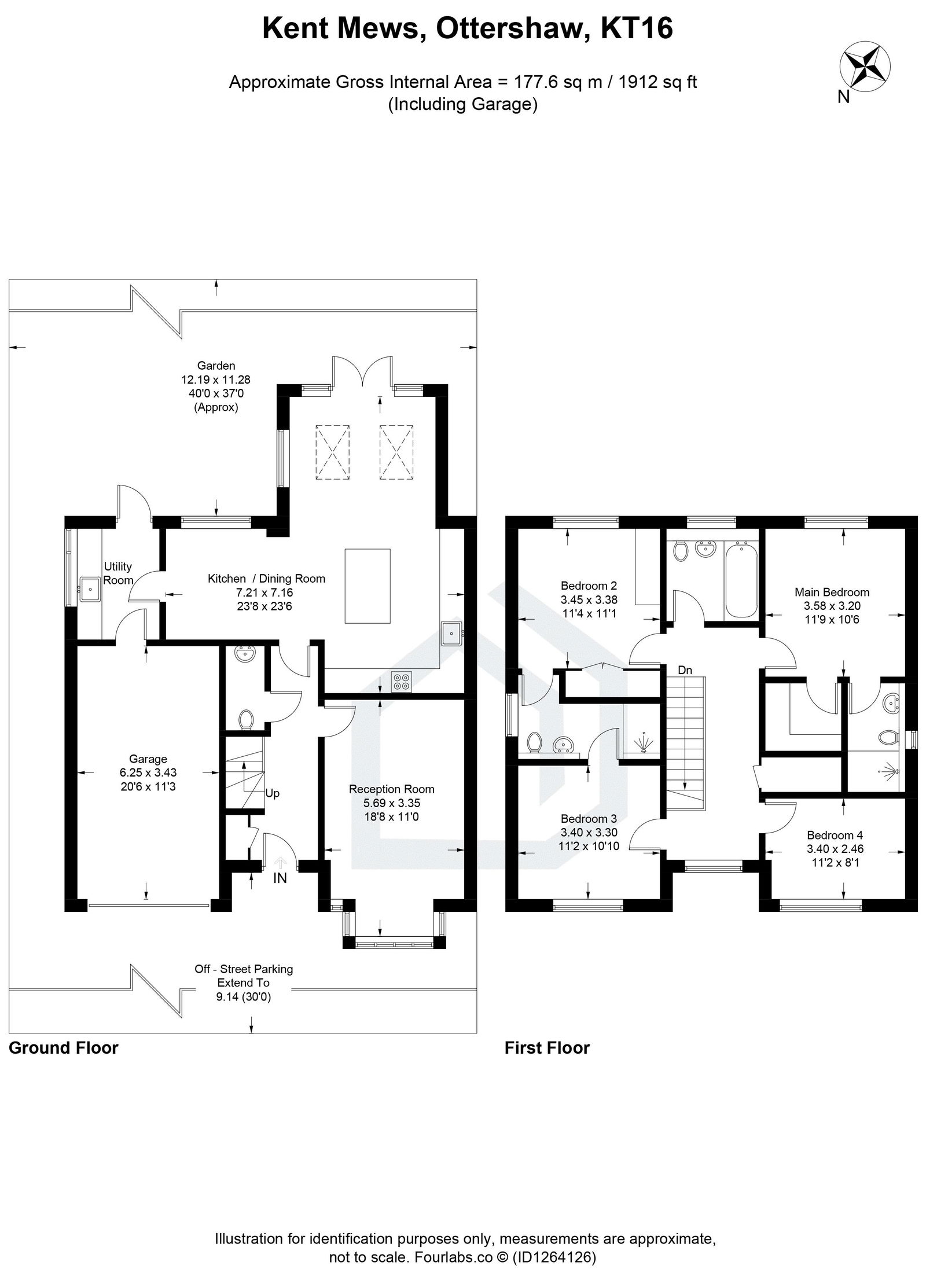 4 bed detached house for sale, Chertsey - Property floorplan