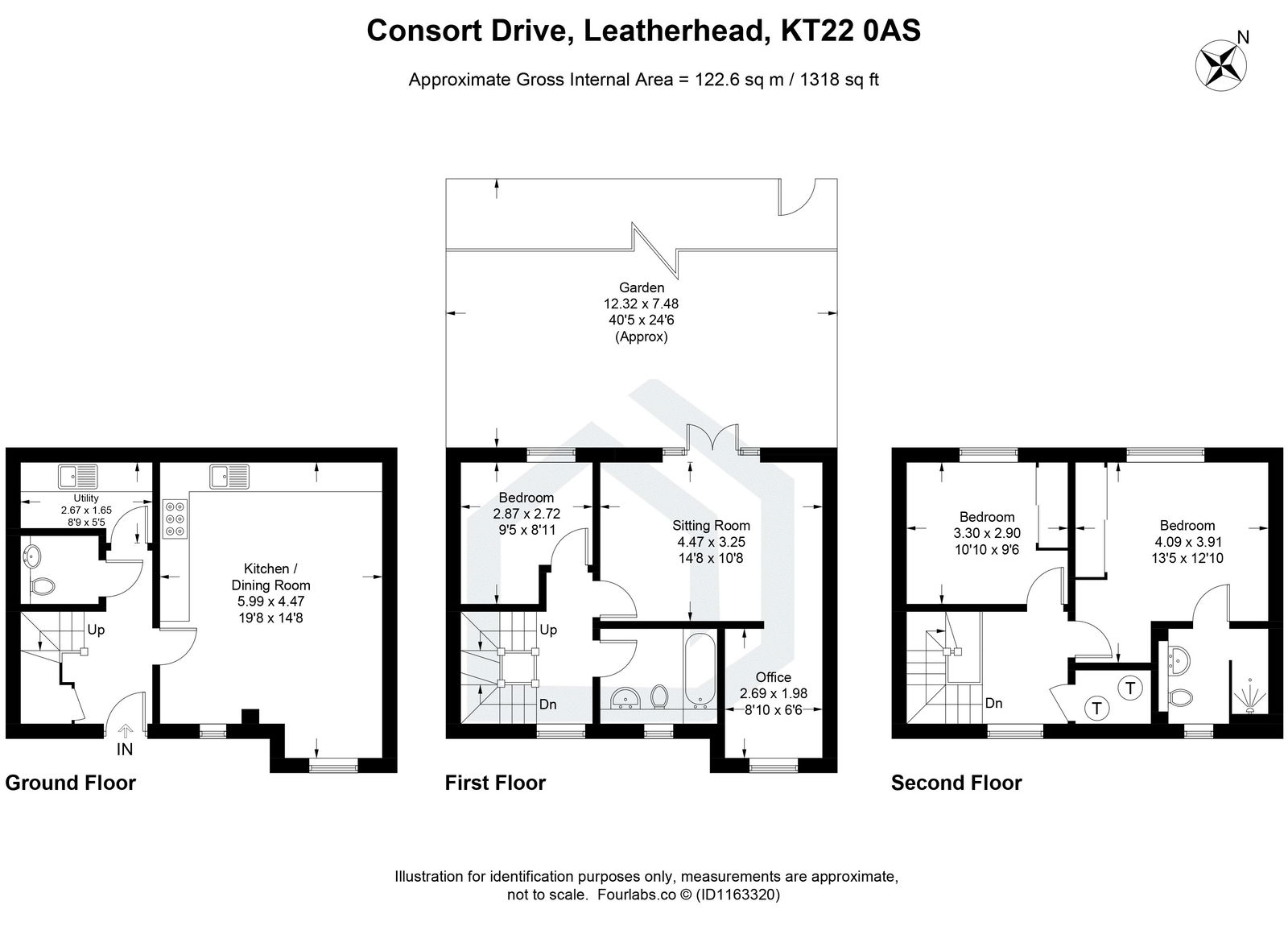 3 bed terraced house for sale in Consort Drive, Leatherhead - Property floorplan