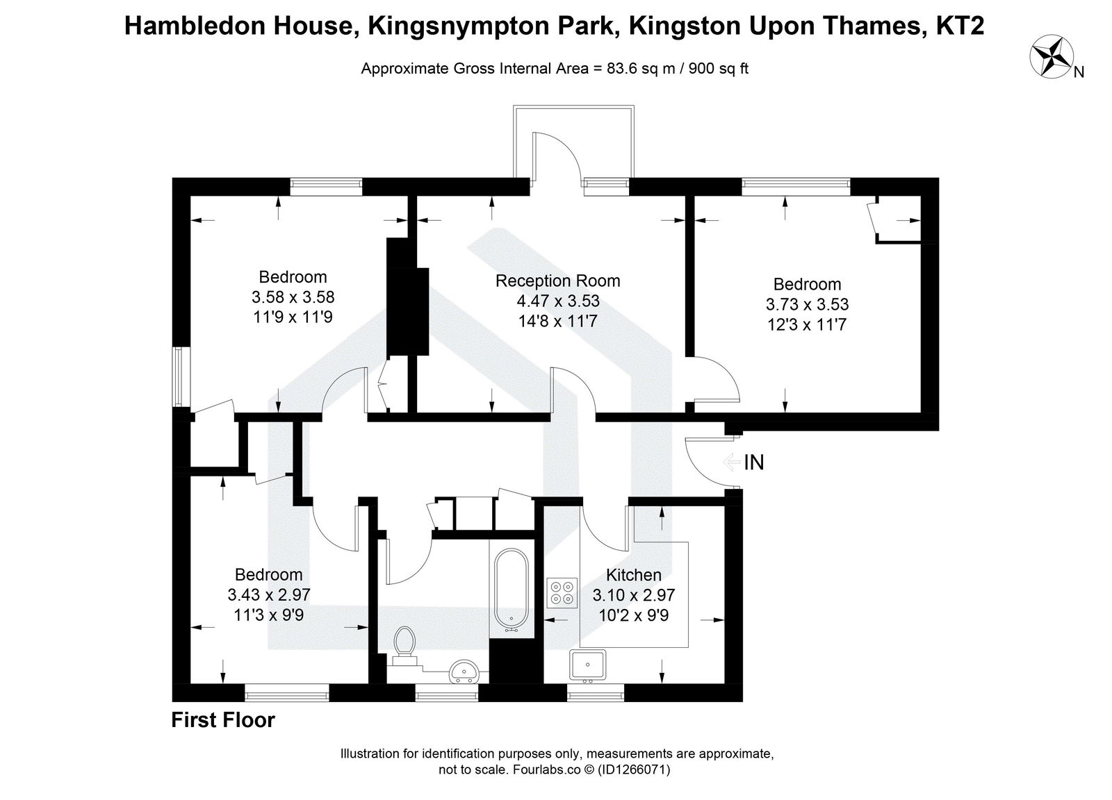 3 bed flat for sale in Kingsnympton Park, Kingston Upon Thames, KT2 - Property floorplan