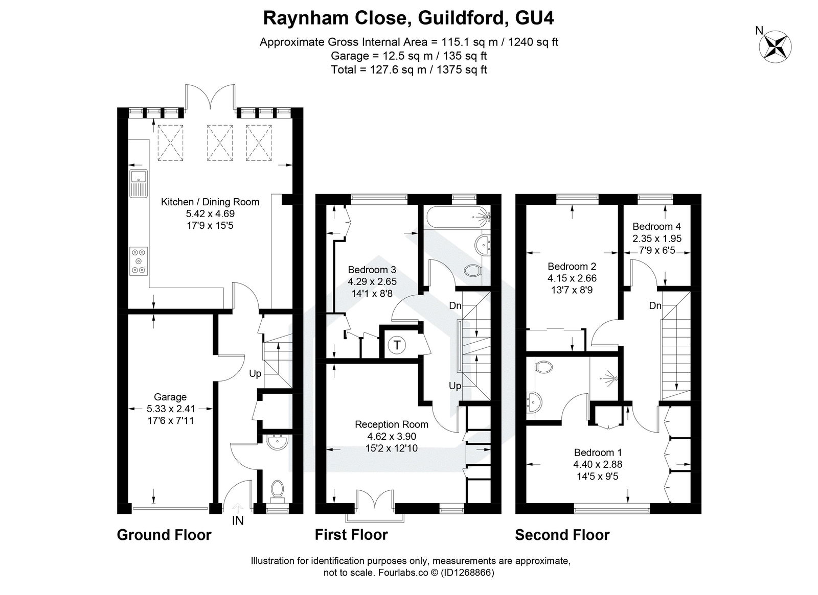 4 bed town house for sale in Raynham Close, Guildford - Property floorplan