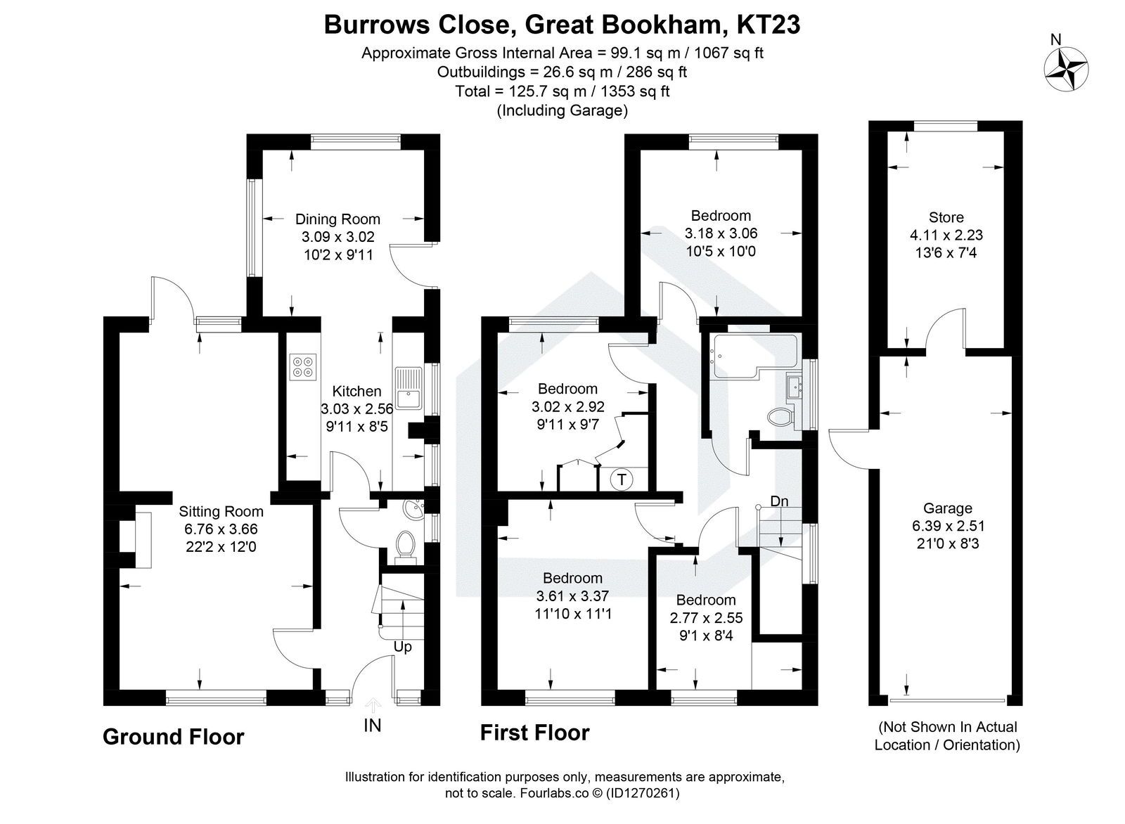 4 bed semi-detached house for sale in Burrows Close, Great Bookham - Property floorplan