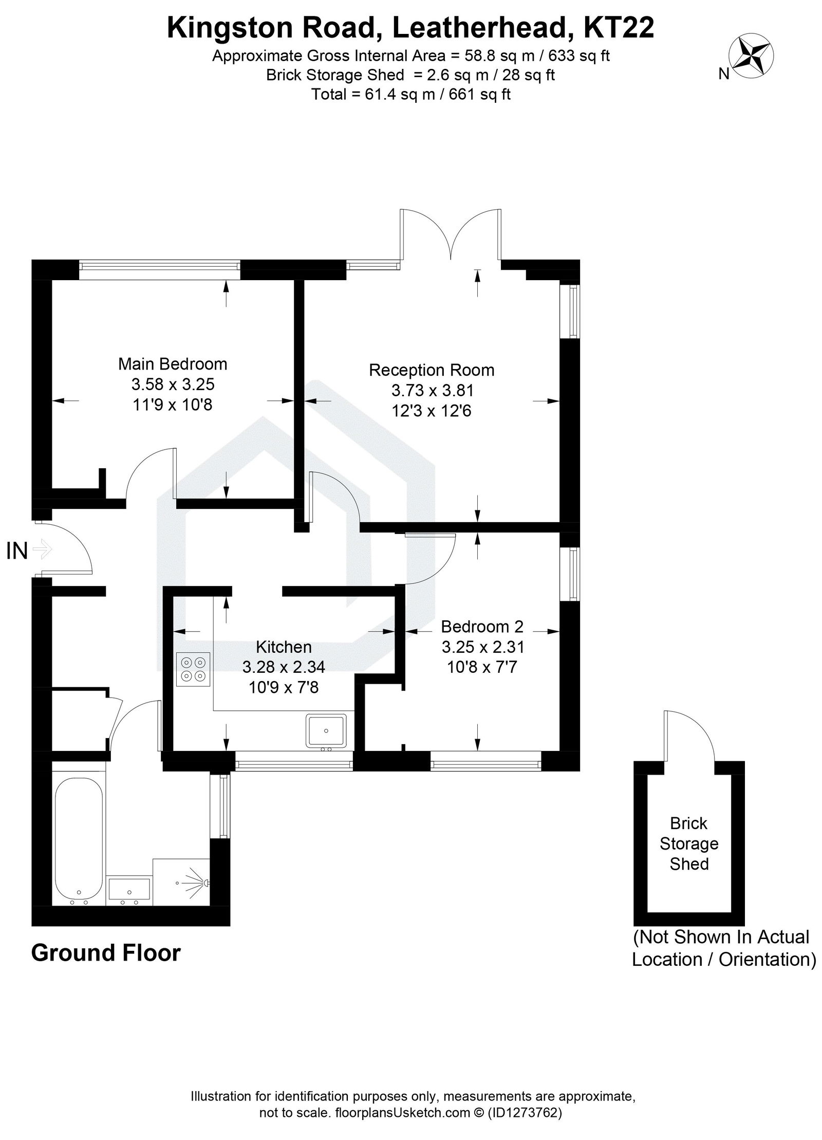 2 bed flat for sale in Kingston Road, Leatherhead - Property floorplan