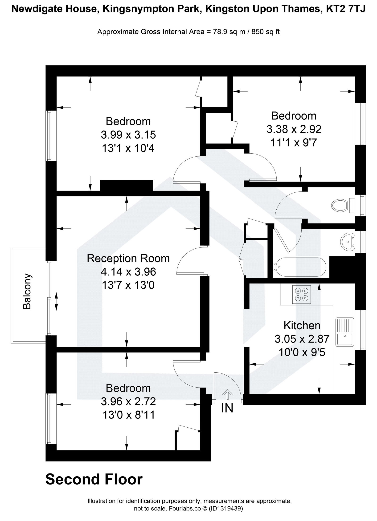 3 bed apartment to rent in Kingsnympton Park, Kingston-Upon-Thames - Property floorplan
