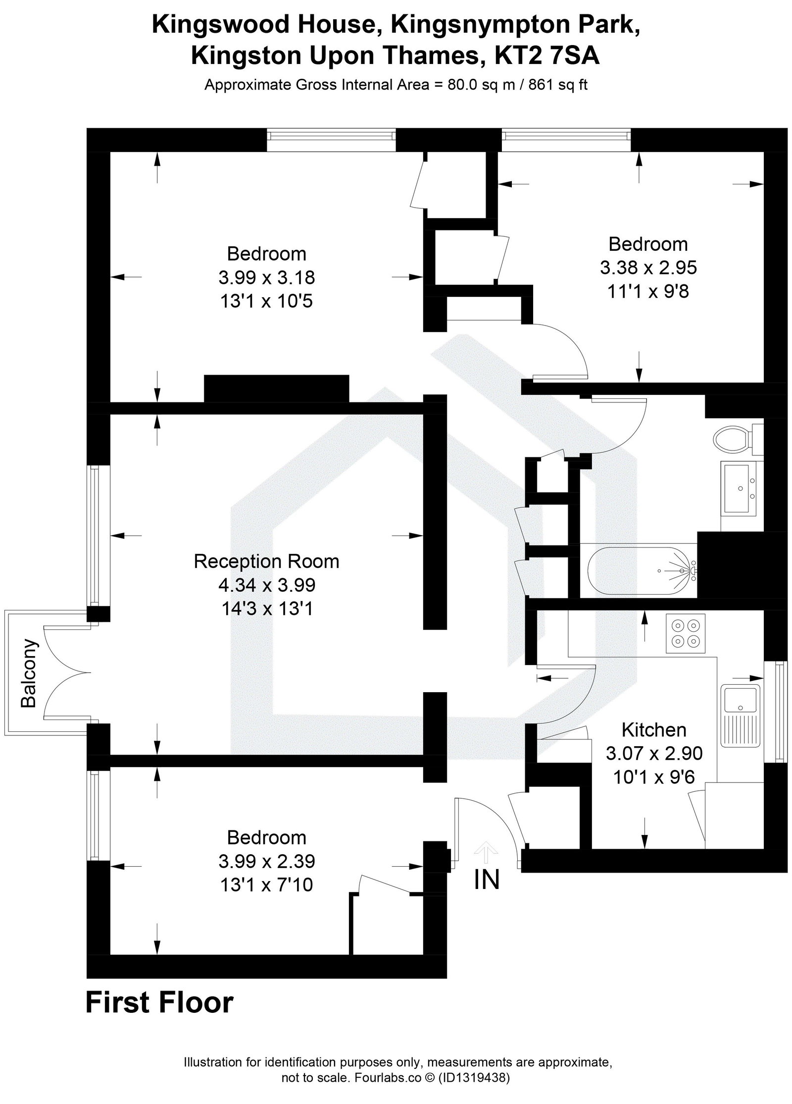 3 bed apartment to rent in Kingsnympton Park, Kingston-Upon-Thames - Property floorplan