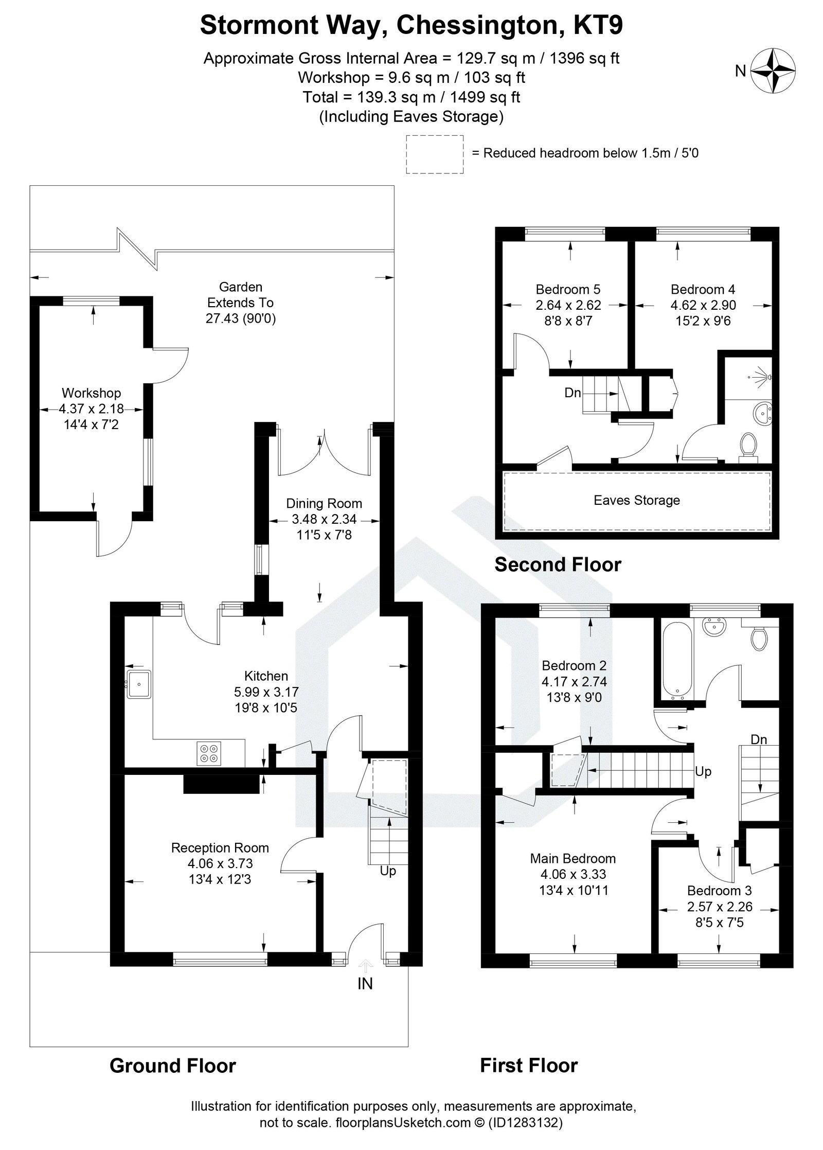 5 bed semi-detached house for sale in Stormont Way, Chessington, KT9 - Property floorplan