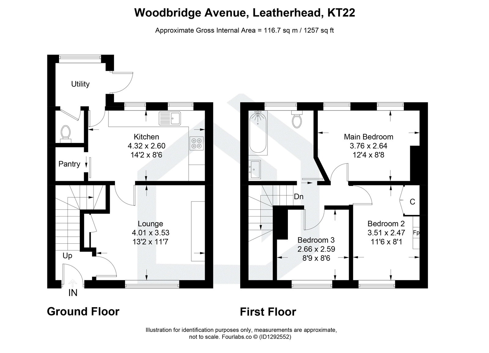 3 bed terraced house for sale in Woodbridge Avenue, Leatherhead, KT22 - Property floorplan