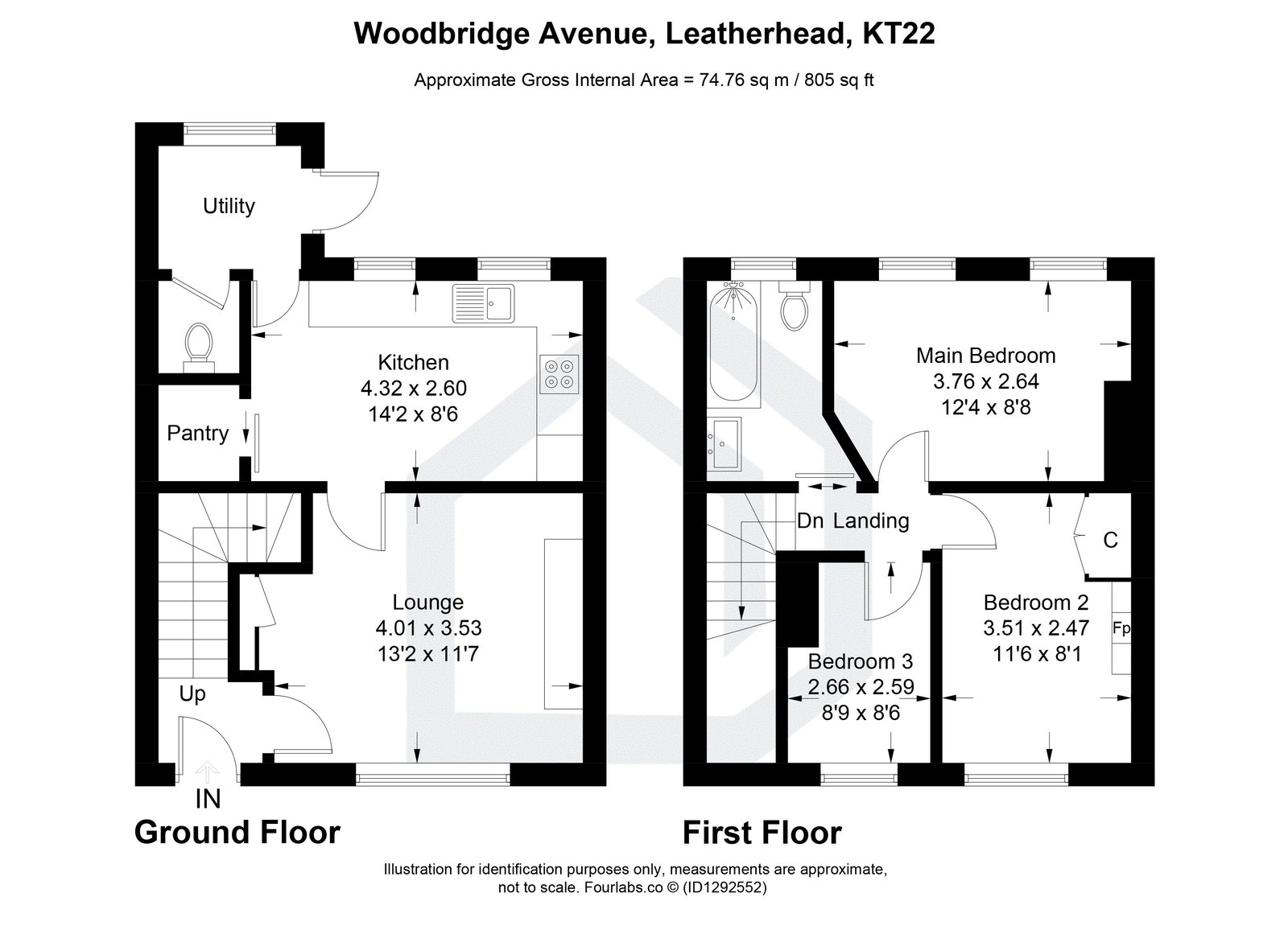 3 bed terraced house for sale in Woodbridge Avenue, Leatherhead, KT22 - Property floorplan