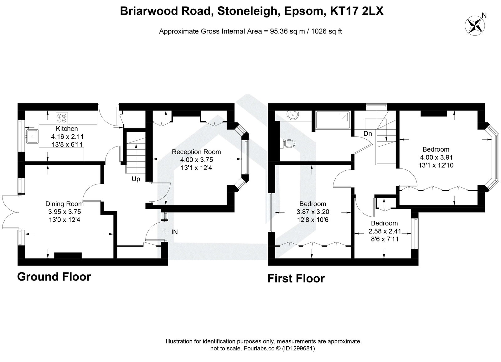 3 bed end of terrace house for sale in Briarwood Road, Epsom, Stoneleigh - Property floorplan