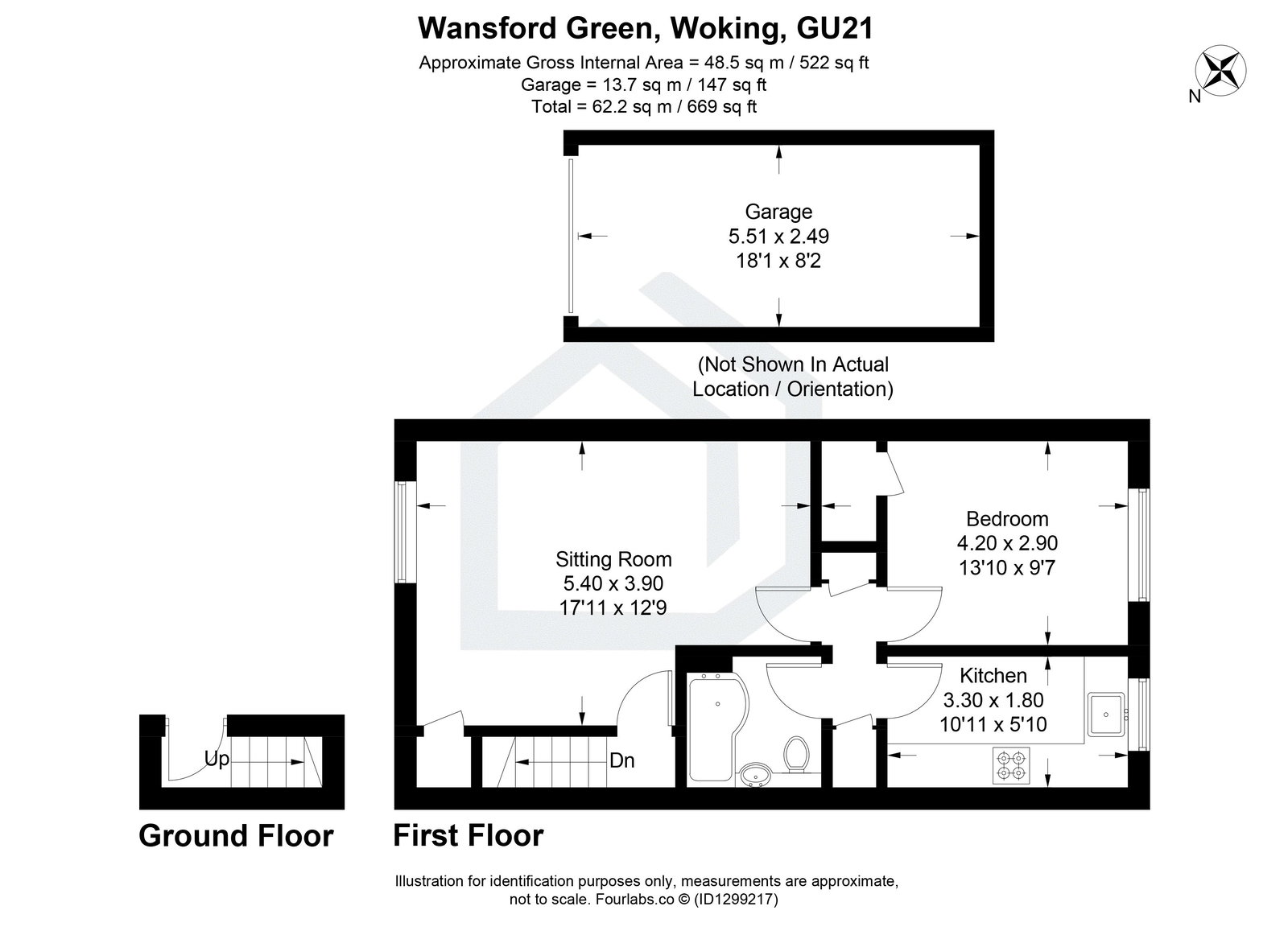 1 bed flat for sale in Wansford Green, Woking, GU21 - Property floorplan