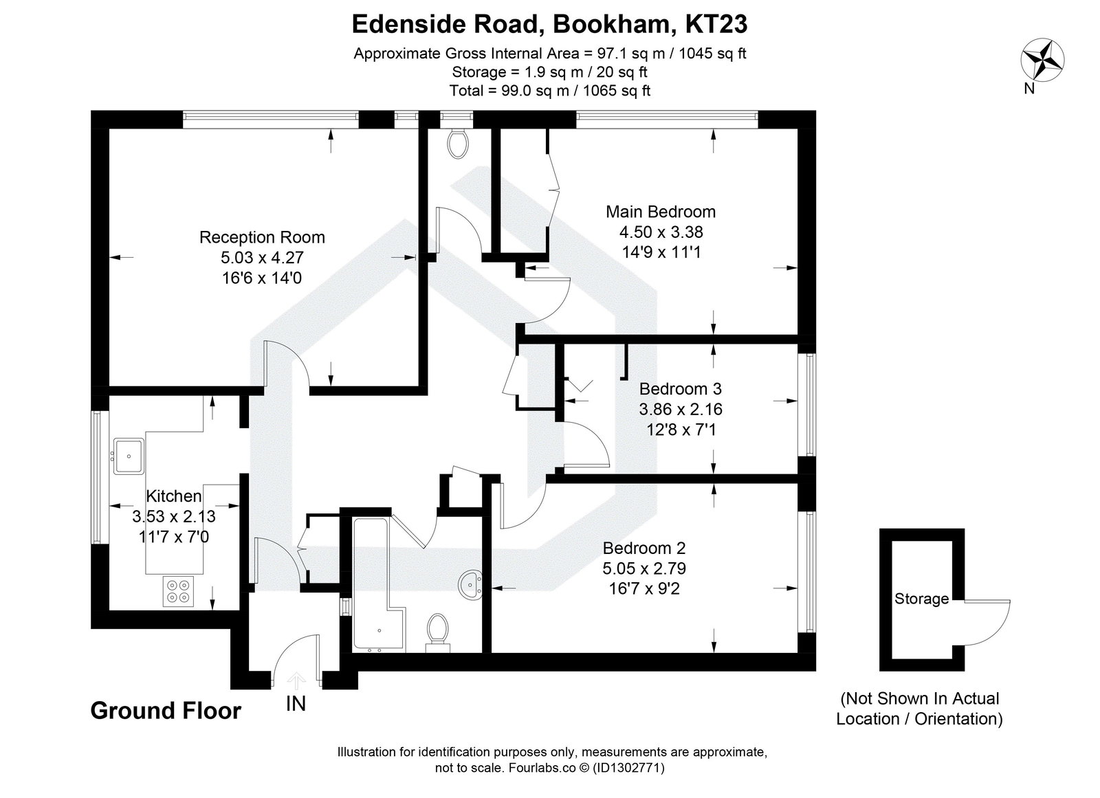 3 bed maisonette for sale in Edenside Road, Bookham - Property floorplan