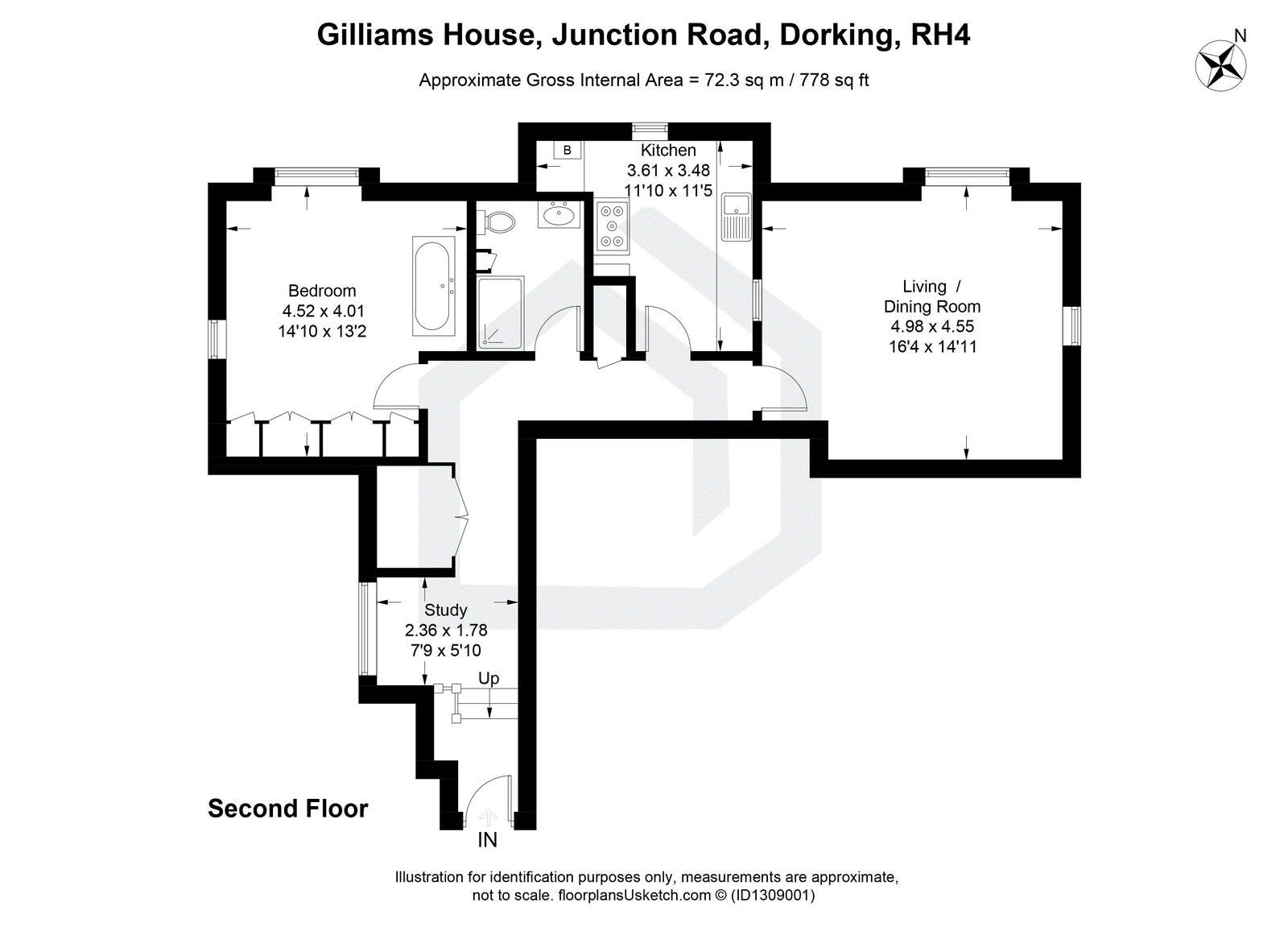 1 bed apartment for sale in Junction Road, Dorking, RH4 - Property floorplan