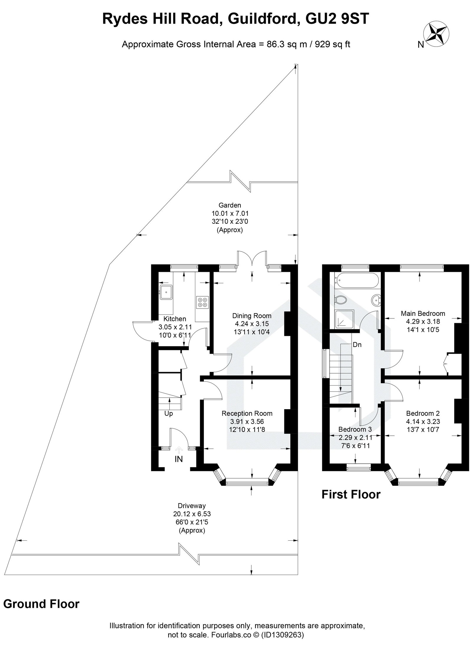 3 bed semi-detached house for sale in Rydes Hill Road, Guildford, GU2 - Property floorplan