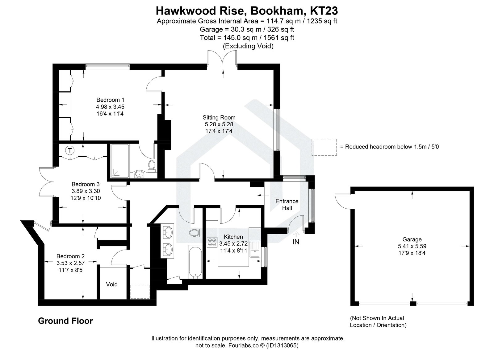 3 bed flat for sale in Hawkwood Rise, Bookham, KT23 - Property floorplan