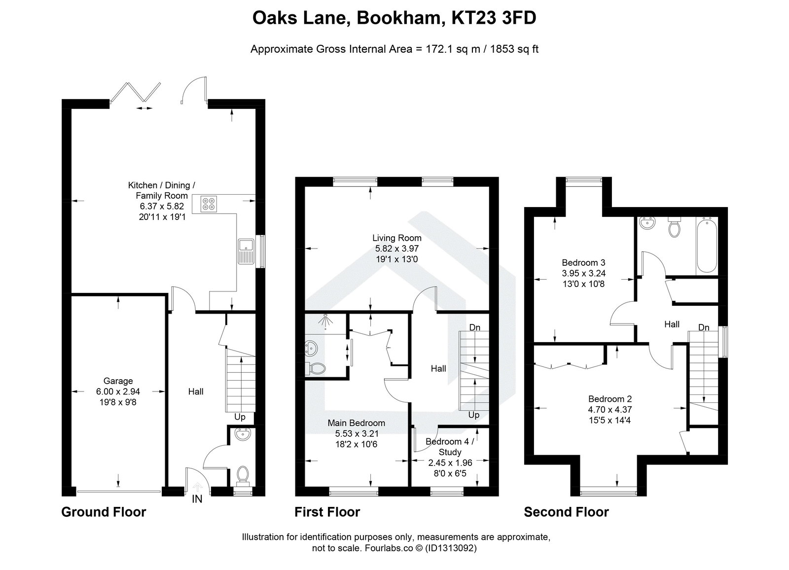 4 bed semi-detached house for sale in Oaks Lane, Bookham, KT23 - Property floorplan
