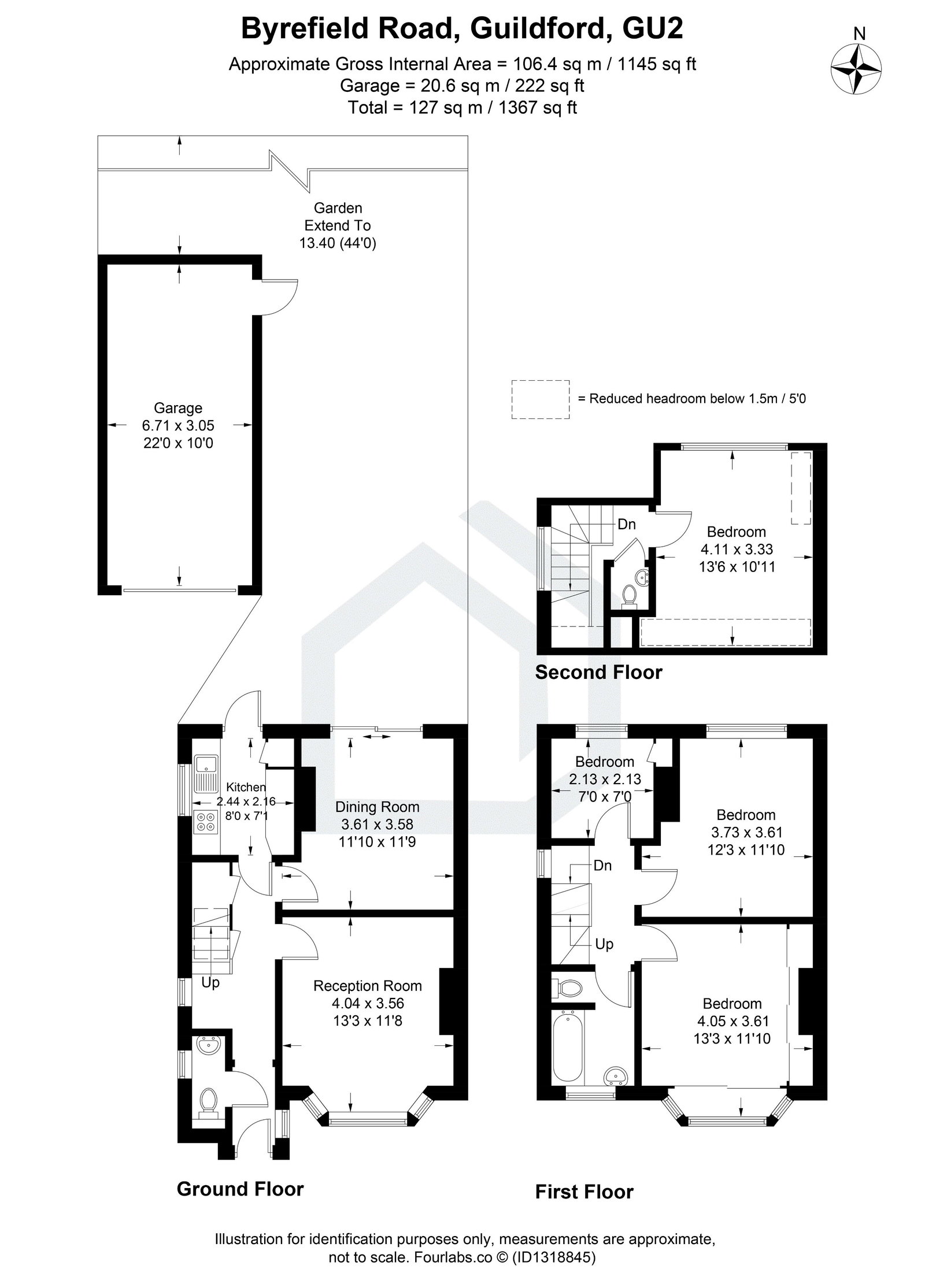 4 bed semi-detached house for sale in Byrefield Road, Guildford, GU2 - Property floorplan
