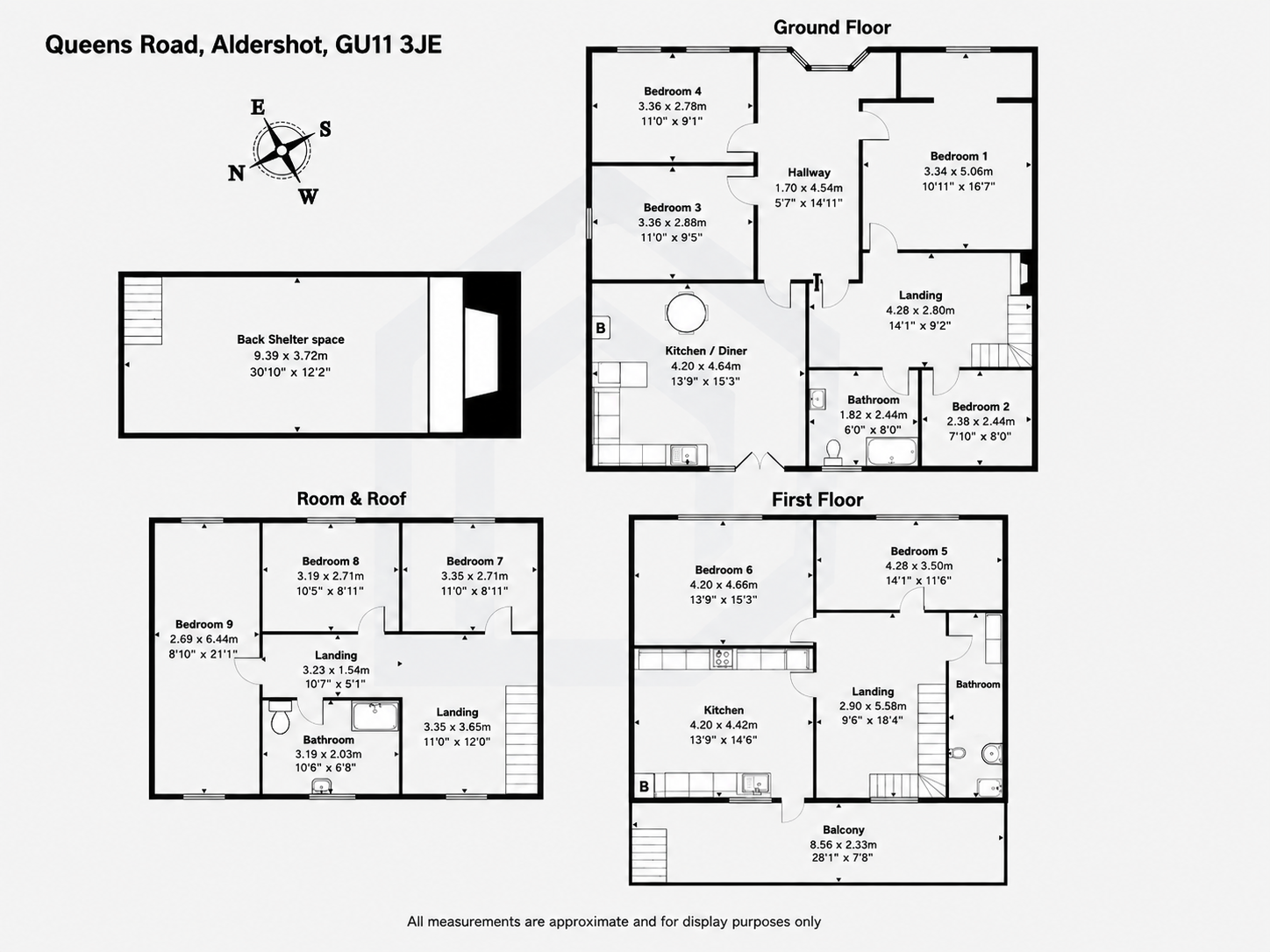 9 bed semi-detached house for sale in Queens Road, Aldershot, GU11 3JE - Property floorplan
