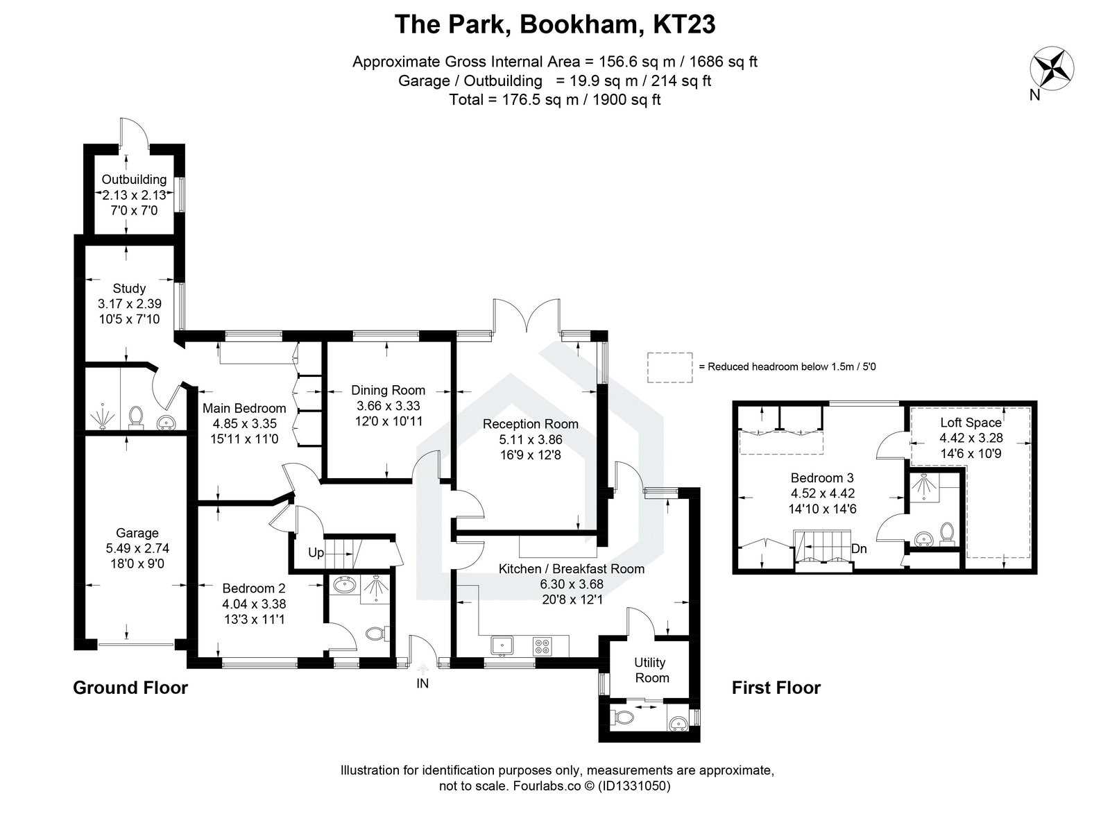 3 bed bungalow for sale in The Park, Bookham - Property floorplan