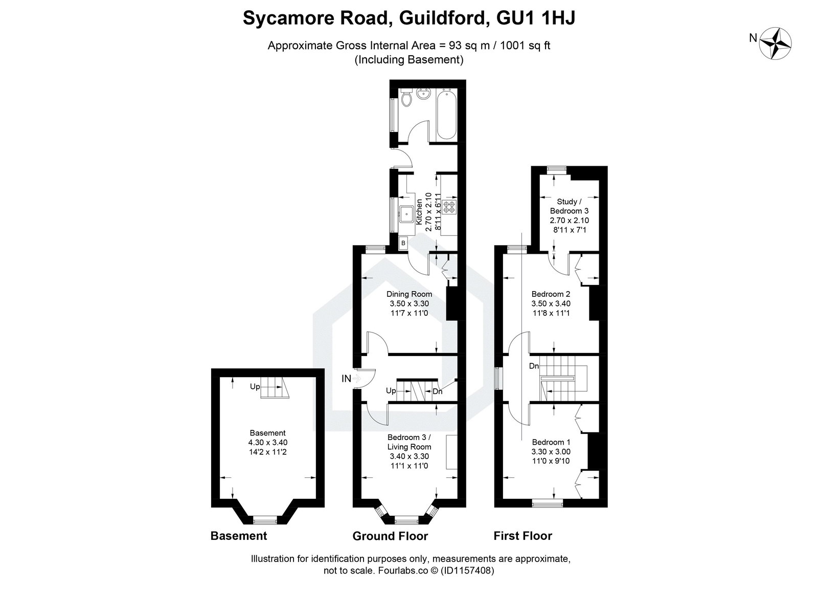 3 bed semi-detached house to rent in Sycamore Road, Guildford, GU1 - Property floorplan