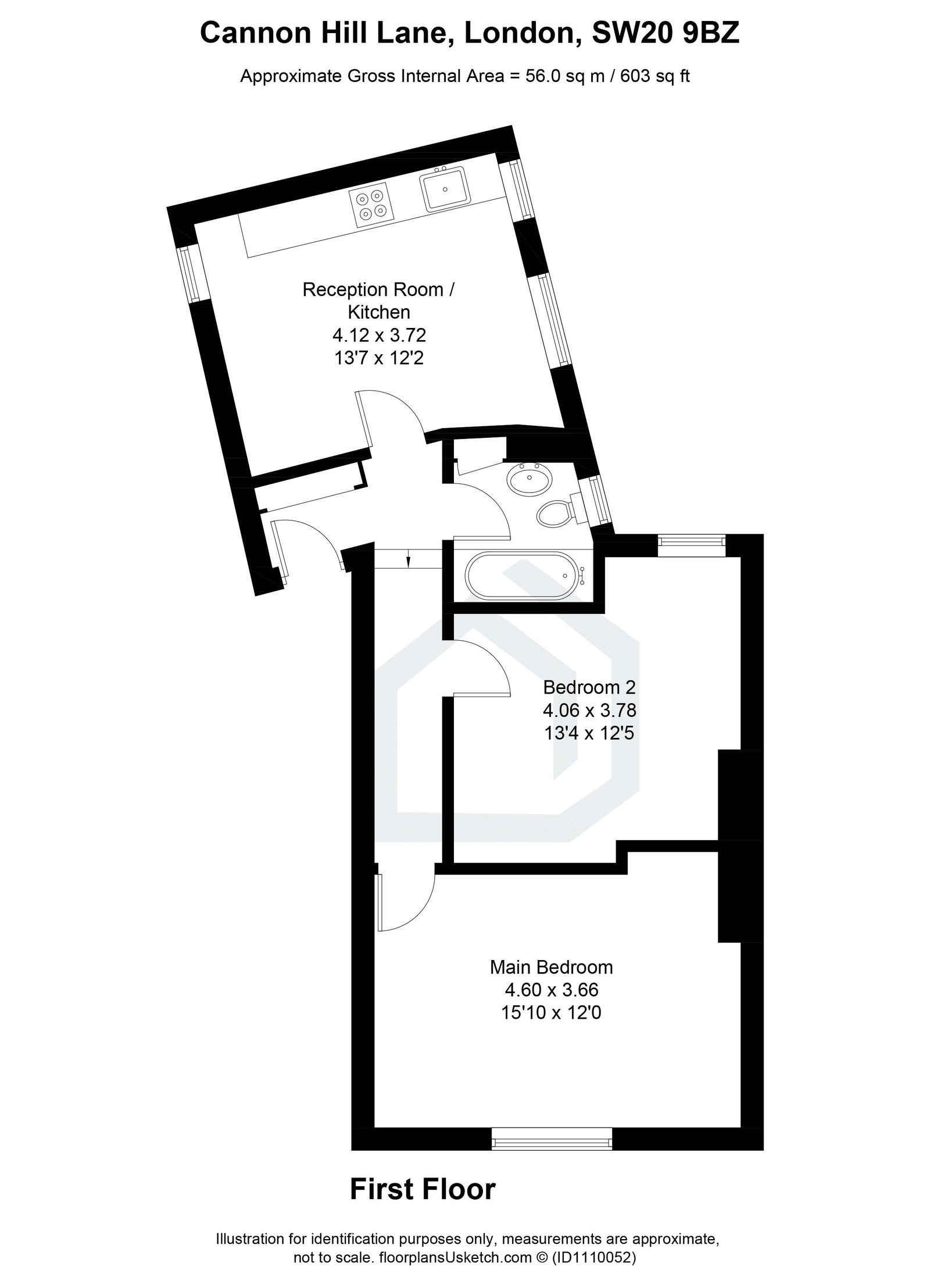 2 bed maisonette to rent in Cannon Hill Lane, London, SW20 - Property floorplan