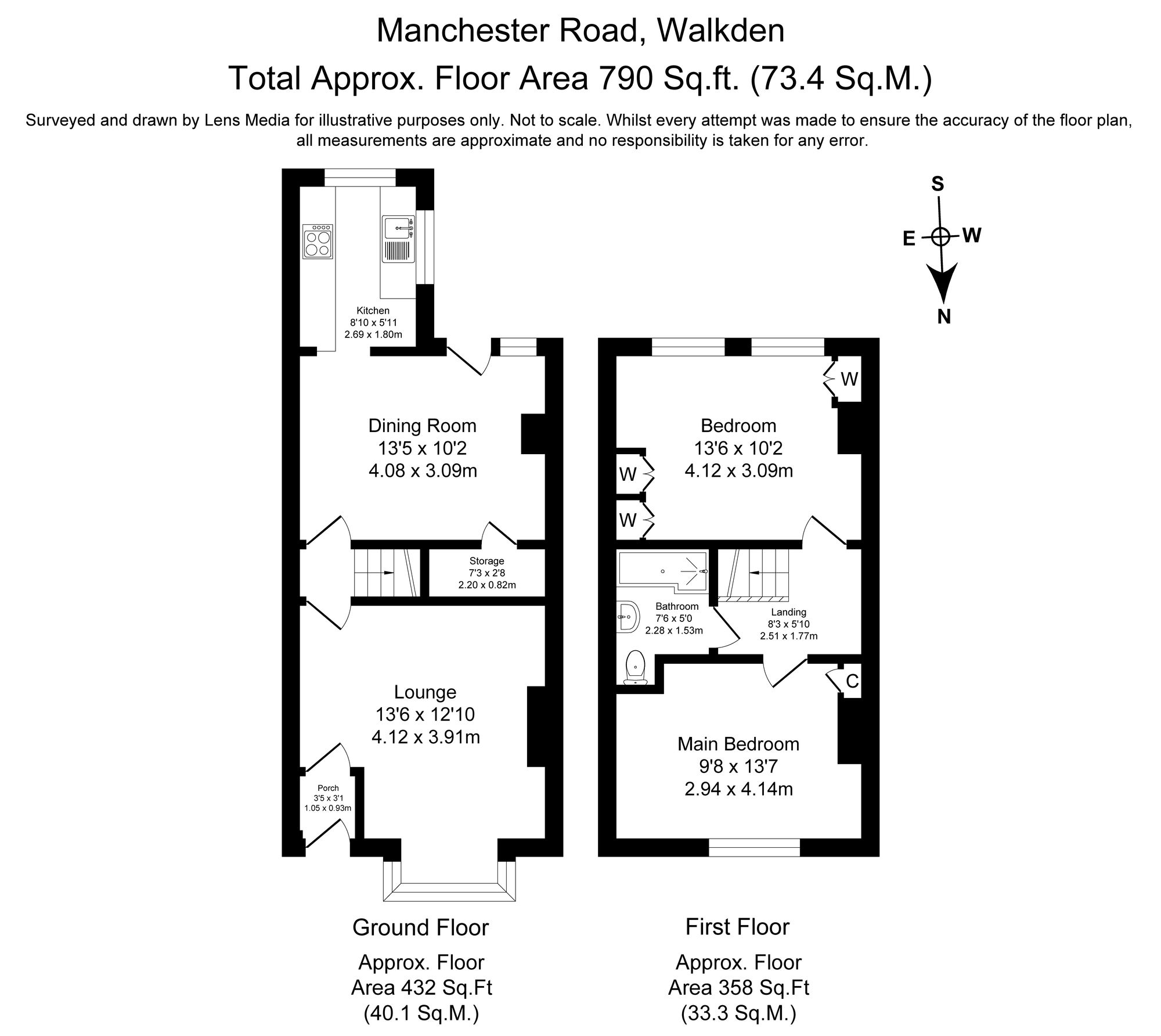 2 bed terraced house for sale in Manchester Road, Manchester - Property Floorplan