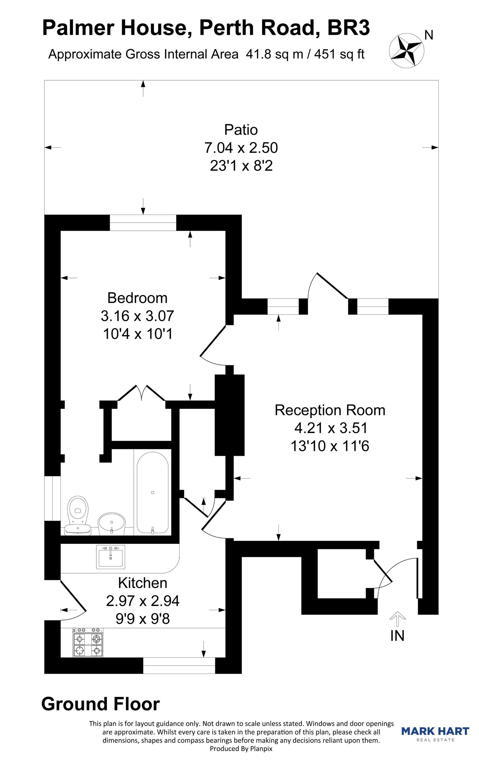 1 bed flat to rent in Perth Road, Beckenham - Property floorplan