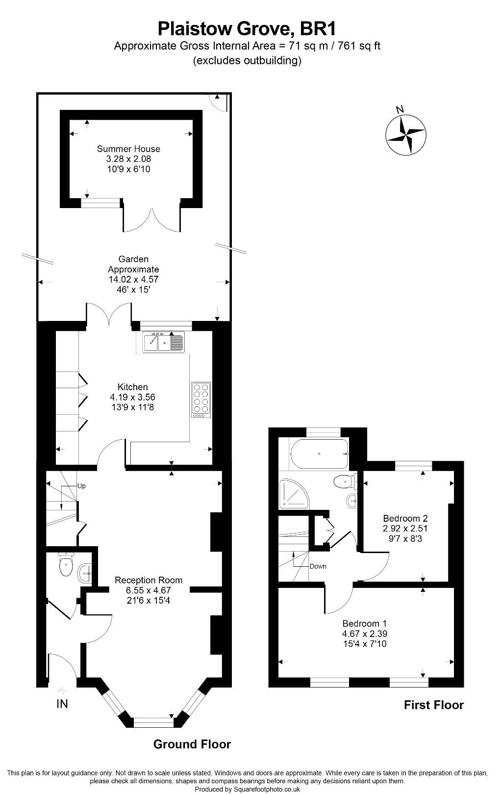 2 bed terraced house for sale in Plaistow Grove, Bromley - Property floorplan