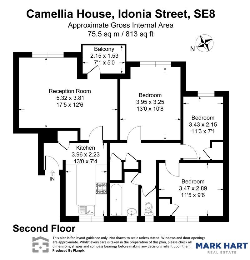 3 bed flat to rent in Idonia Street, London - Property floorplan