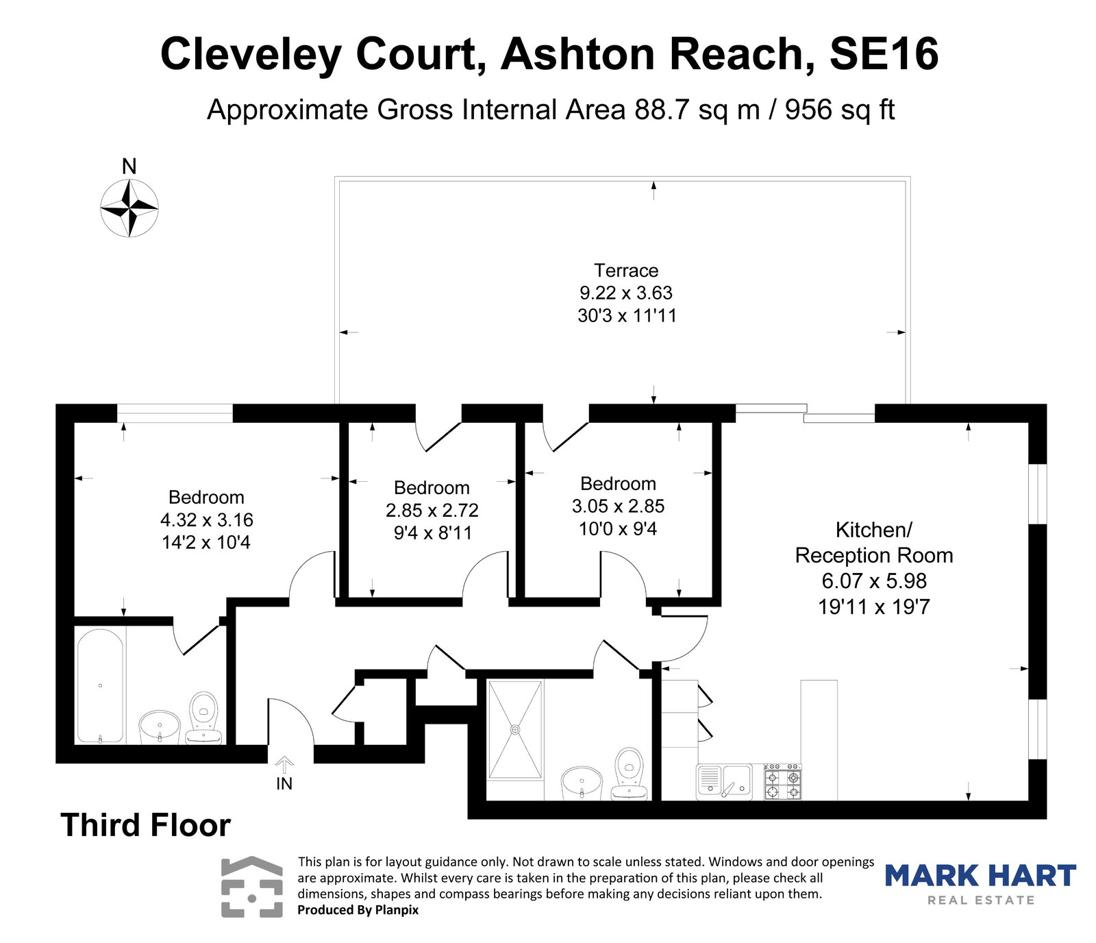 3 bed flat to rent in Ashton Reach, London - Property floorplan