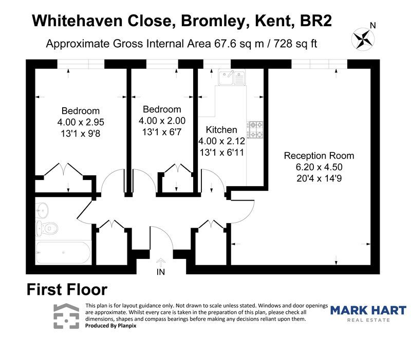 2 bed flat to rent in Whitehaven Close, Bromley - Property floorplan