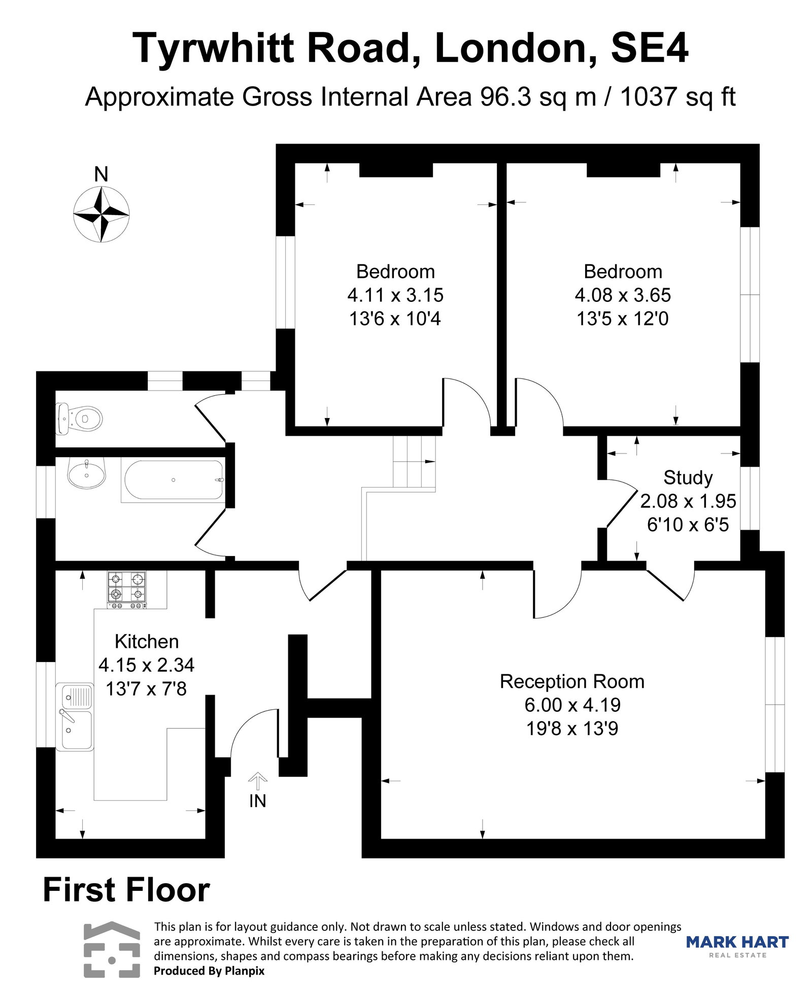 2 bed flat to rent in Tyrwhitt Road, London - Property floorplan