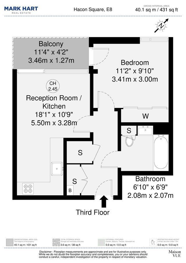 1 bed flat to rent in Buckhold Road, London - Property floorplan