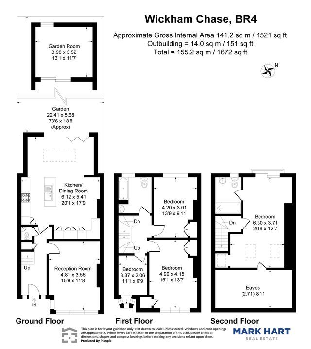 4 bed terraced house to rent in Wickham Chase, West Wickham - Property floorplan