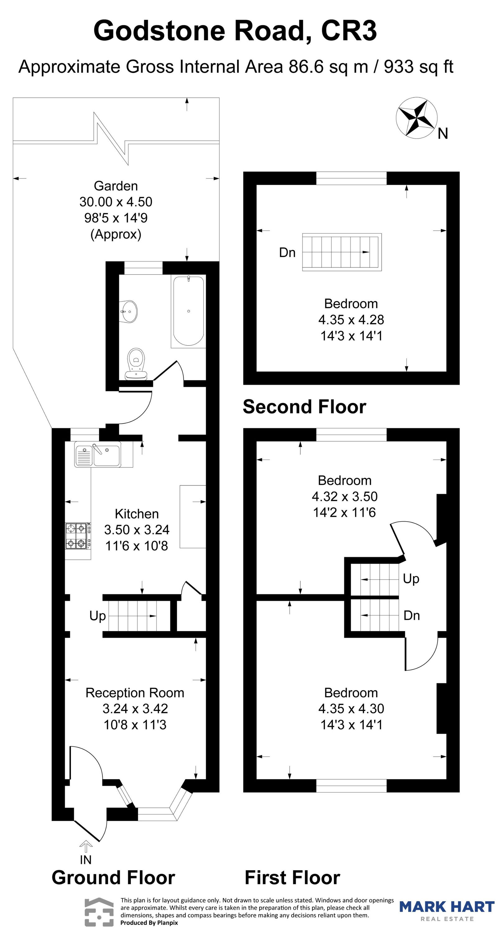 3 bed terraced house for sale in Godstone Road, Whyteleafe - Property floorplan