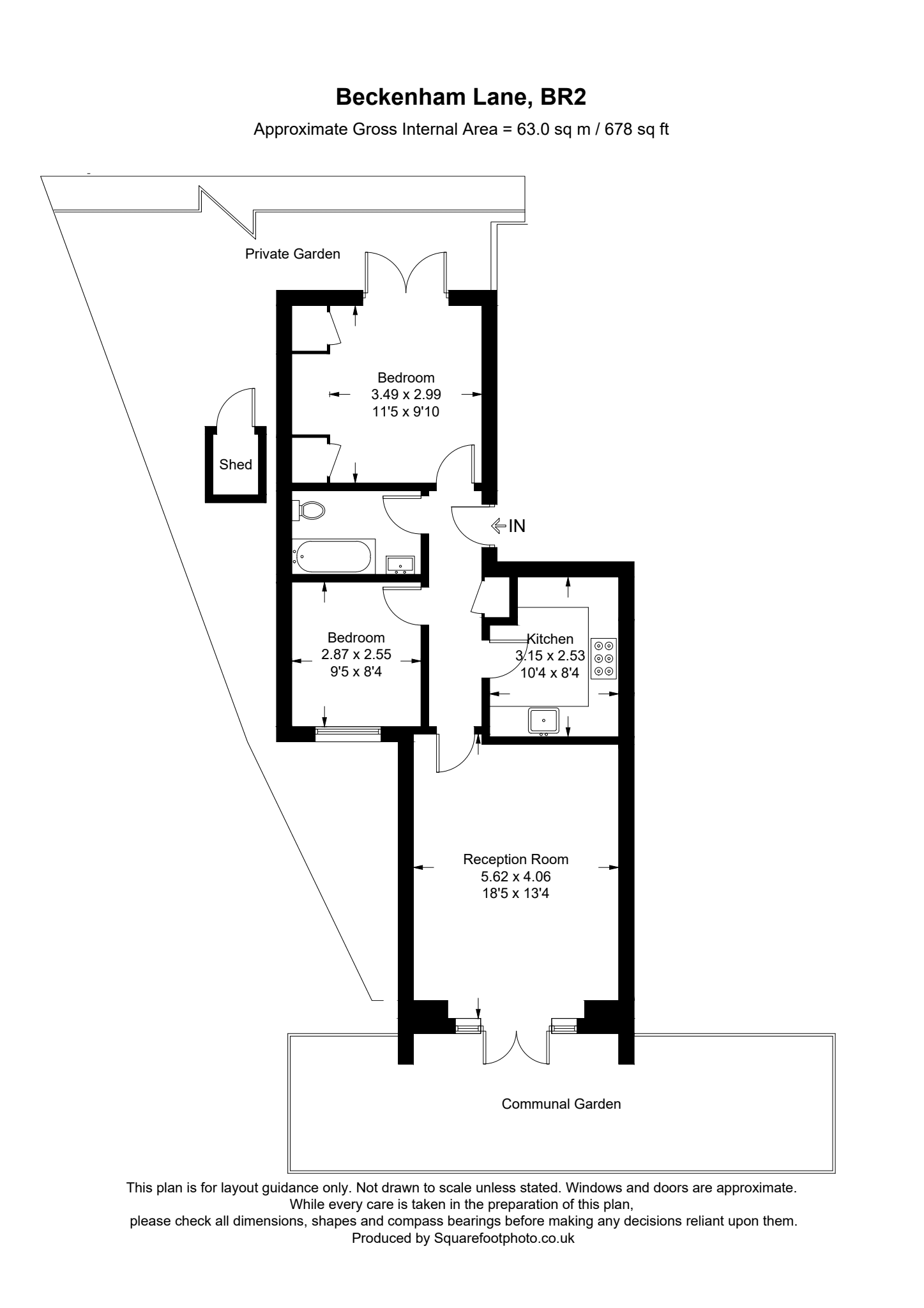 2 bed flat for sale in Beckenham Lane, Bromley - Property floorplan