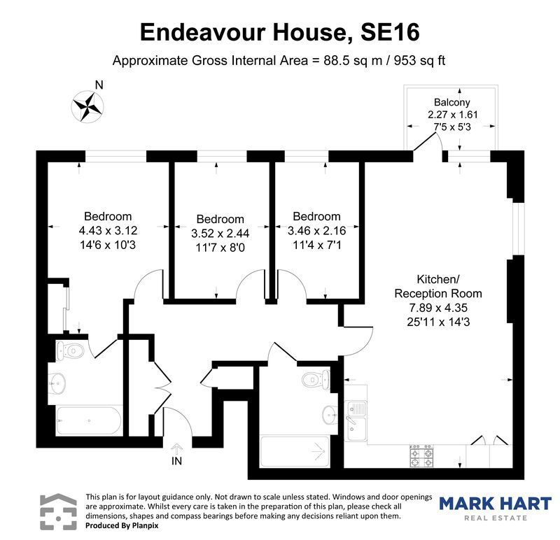 3 bed flat to rent in Ashton Reach, London - Property floorplan
